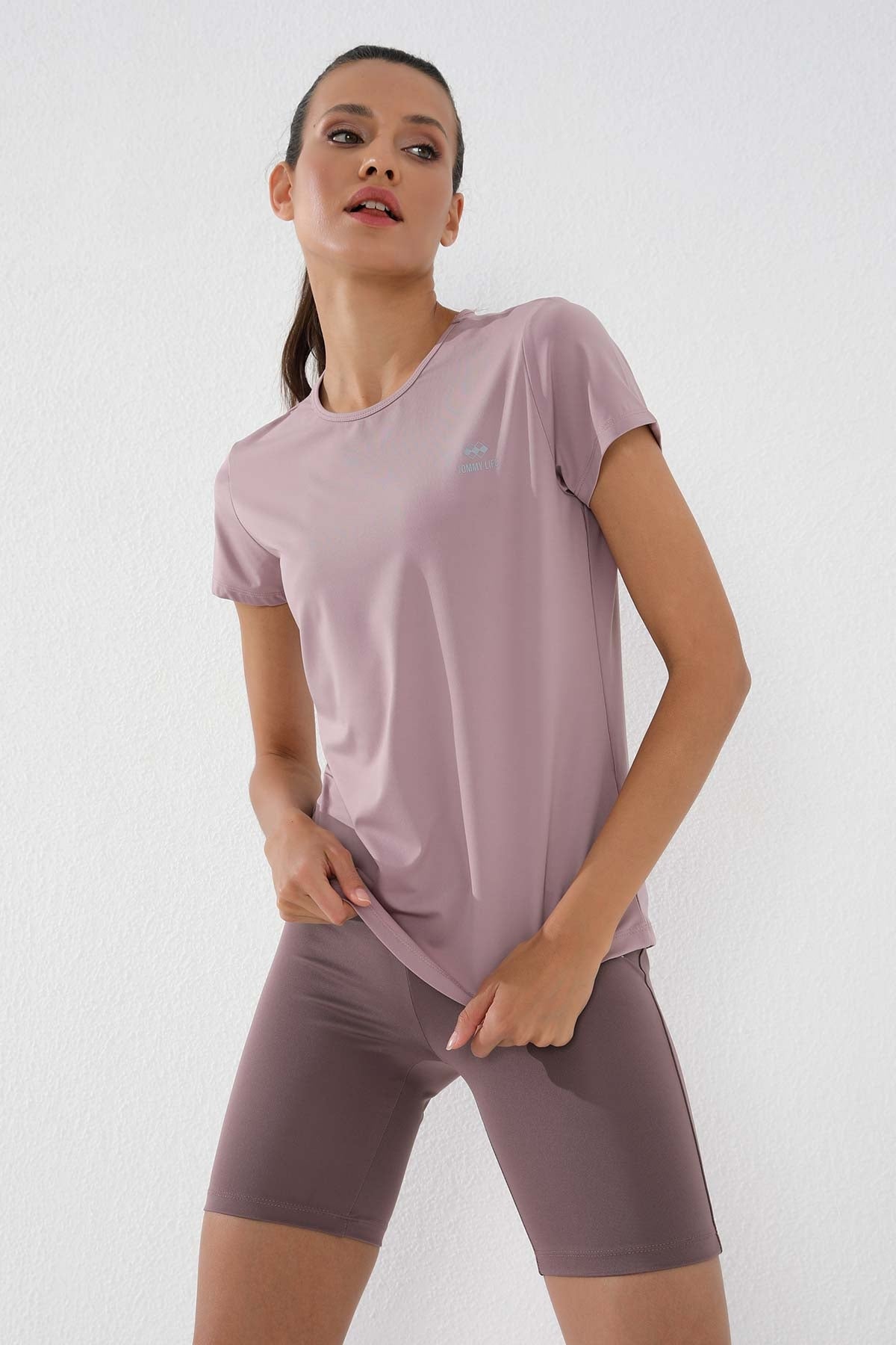 Image of Tricou de damă Rose Pink Basic cu mânecă scurtă, croială standard, guler rotund - 97144