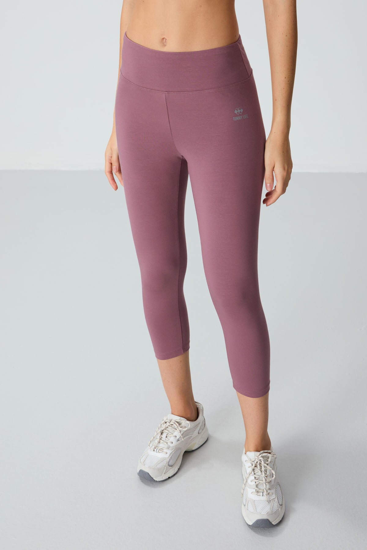 Image of Gül Kurusu Yüksek Bel Slim Fit Dar Paça Kadın Kapri Tayt - 93097
