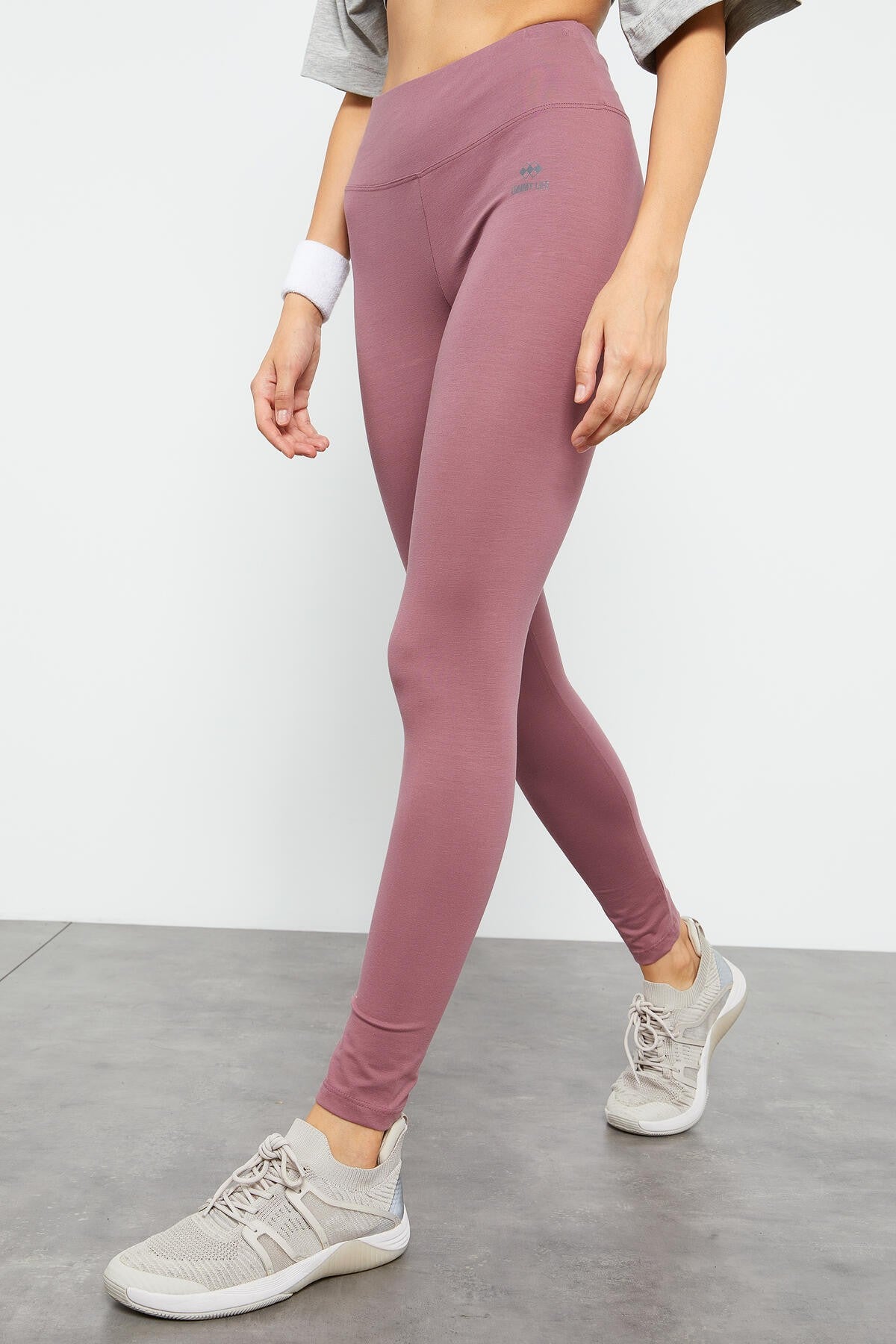 Image of Gül Kurusu Yüksek Bel Toparlayıcı Slim Fit Dar Paça Kadın Tayt - 94011