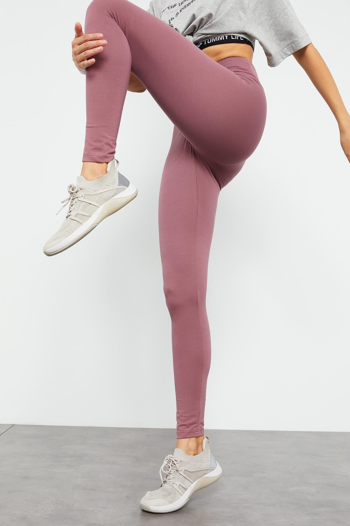 Image of Gül Kurusu Yüksek Bel Toparlayıcı Slim Fit Dar Paça Kadın Tayt - 94011