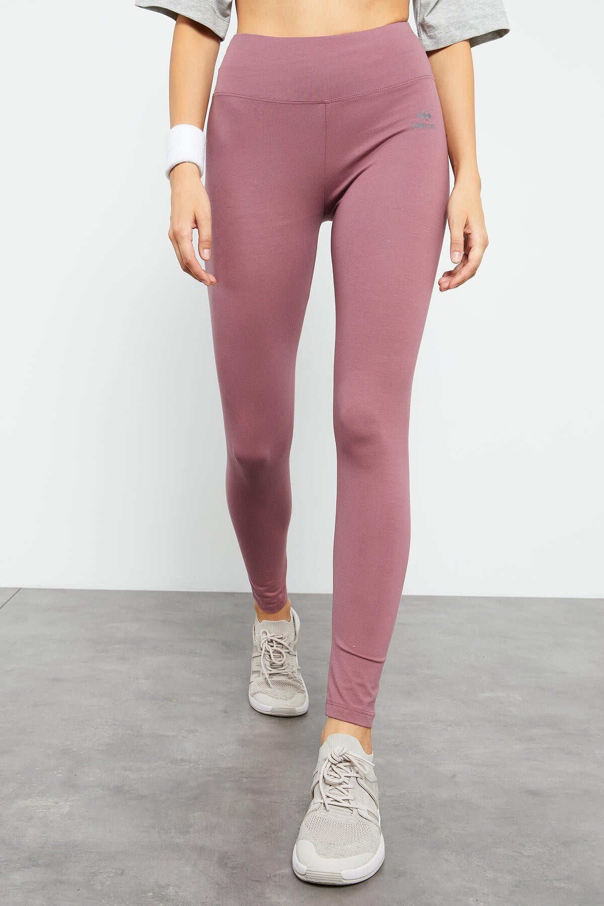 Image of Gül Kurusu Yüksek Bel Toparlayıcı Slim Fit Dar Paça Kadın Tayt - 94011