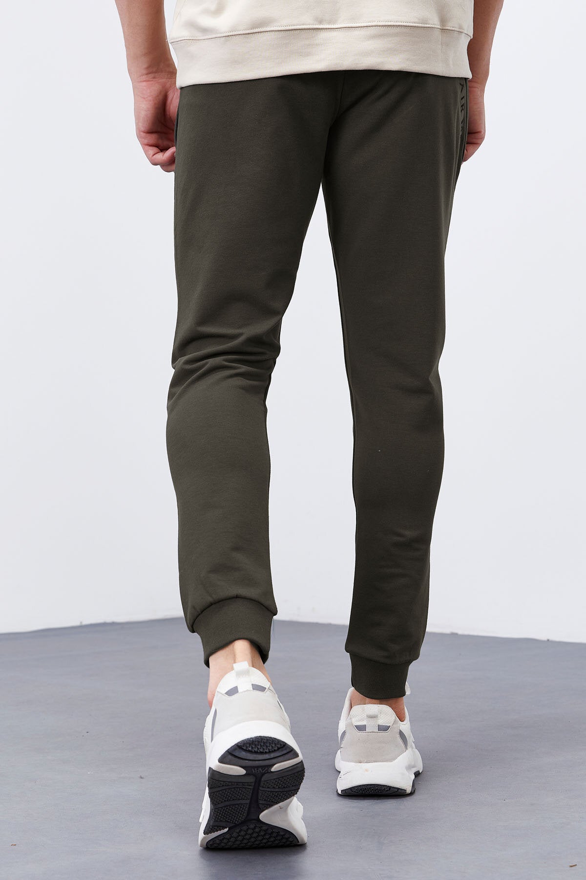 Image of Haki Fermuar Cepli Dar Kalıp  Jogger Erkek Eşofman Alt - 84343