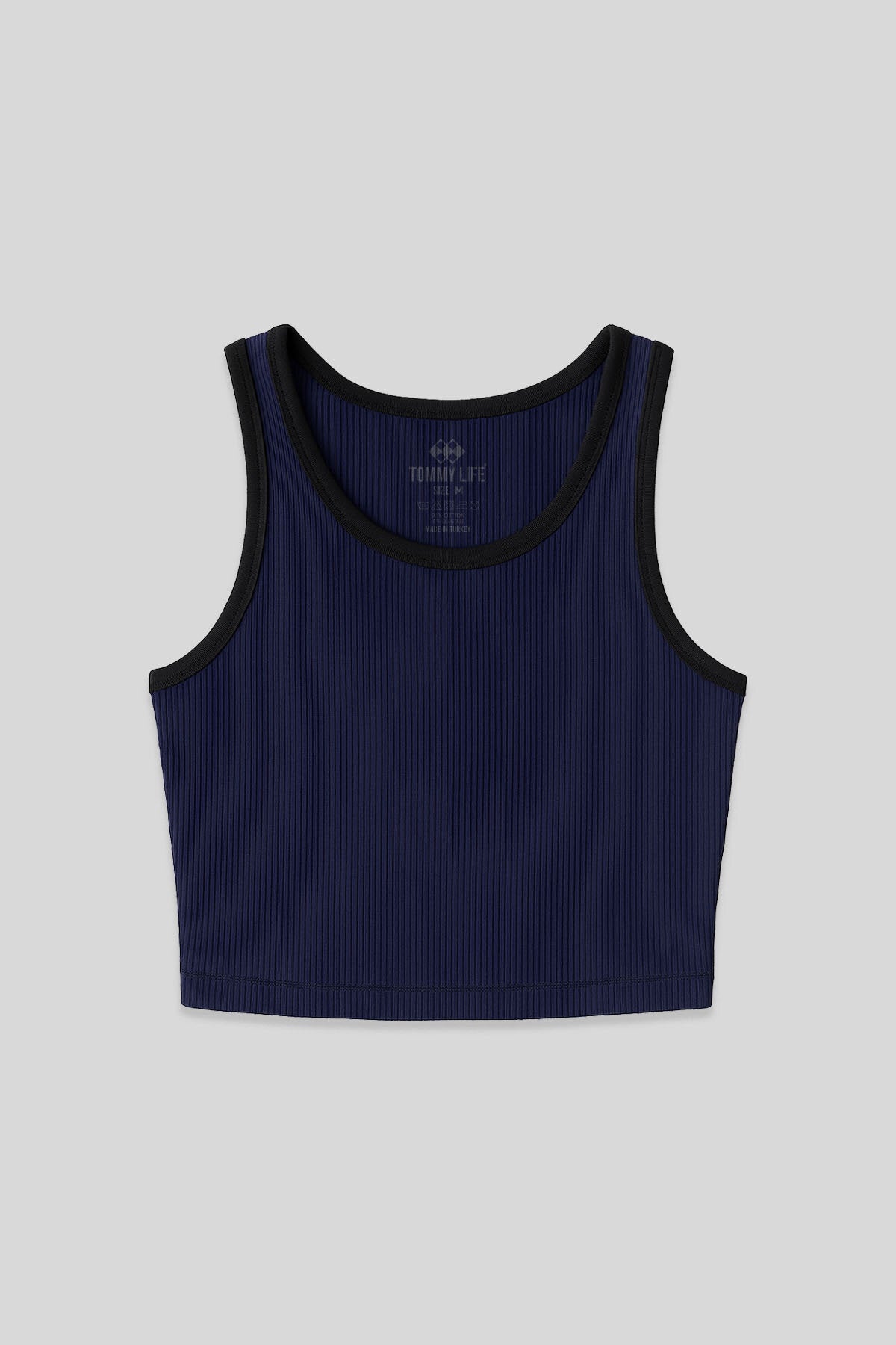 Image of İndigo Basic Sıfır Kol Dar Kalıp U Yaka Kadın Crop Top Atlet - 97160