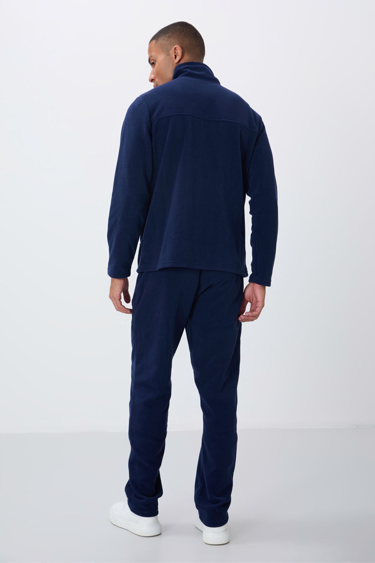 Image of İndigo Dik Yaka Basic Fermuar Cepli Standart Kalıp Erkek Polar Eşofman Takımı - 85193