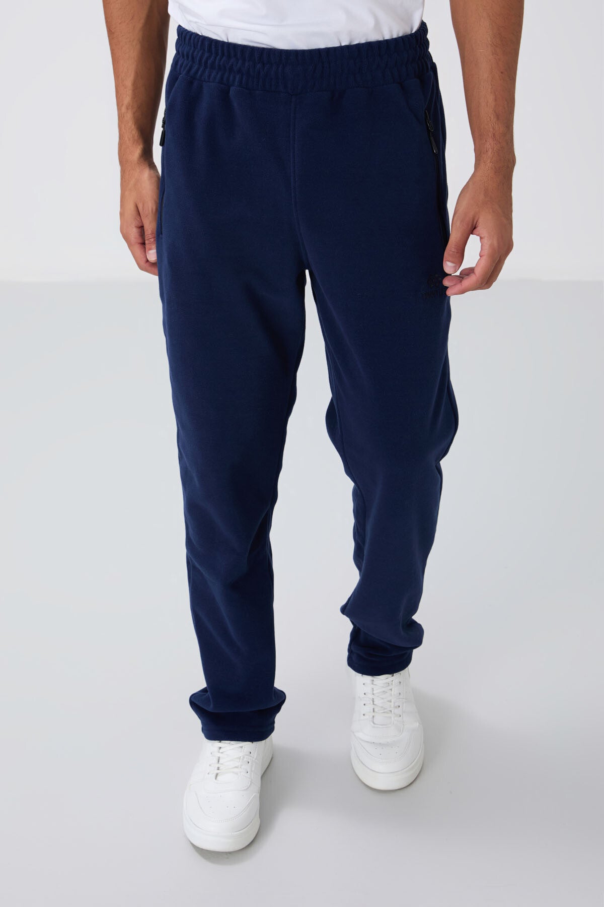 Image of İndigo Dik Yaka Basic Fermuar Cepli Standart Kalıp Erkek Polar Eşofman Takımı - 85193