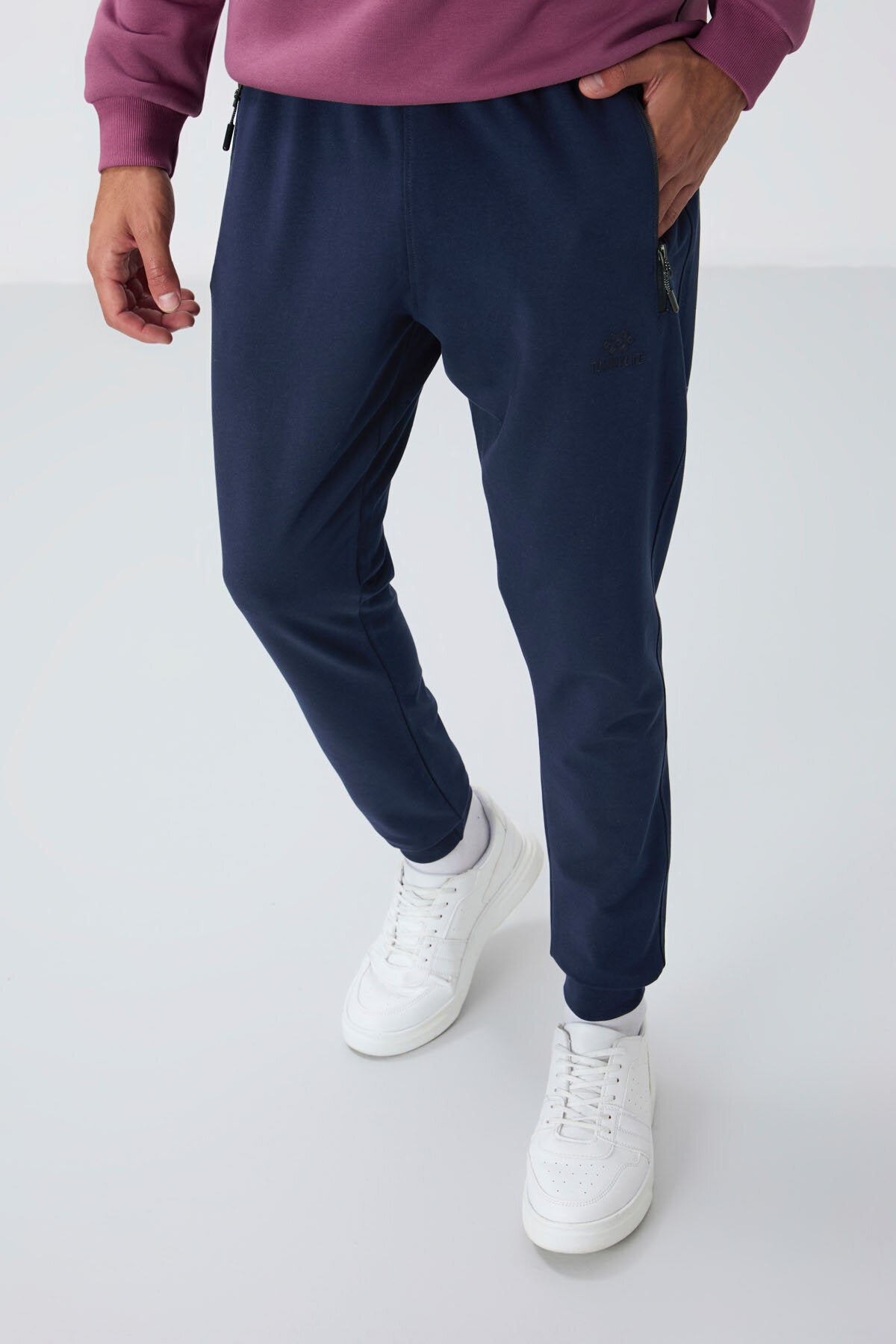 Image of İndigo Fermuar Cepli Standart Kalıp Jogger Erkek Eşofman Alt - 84651