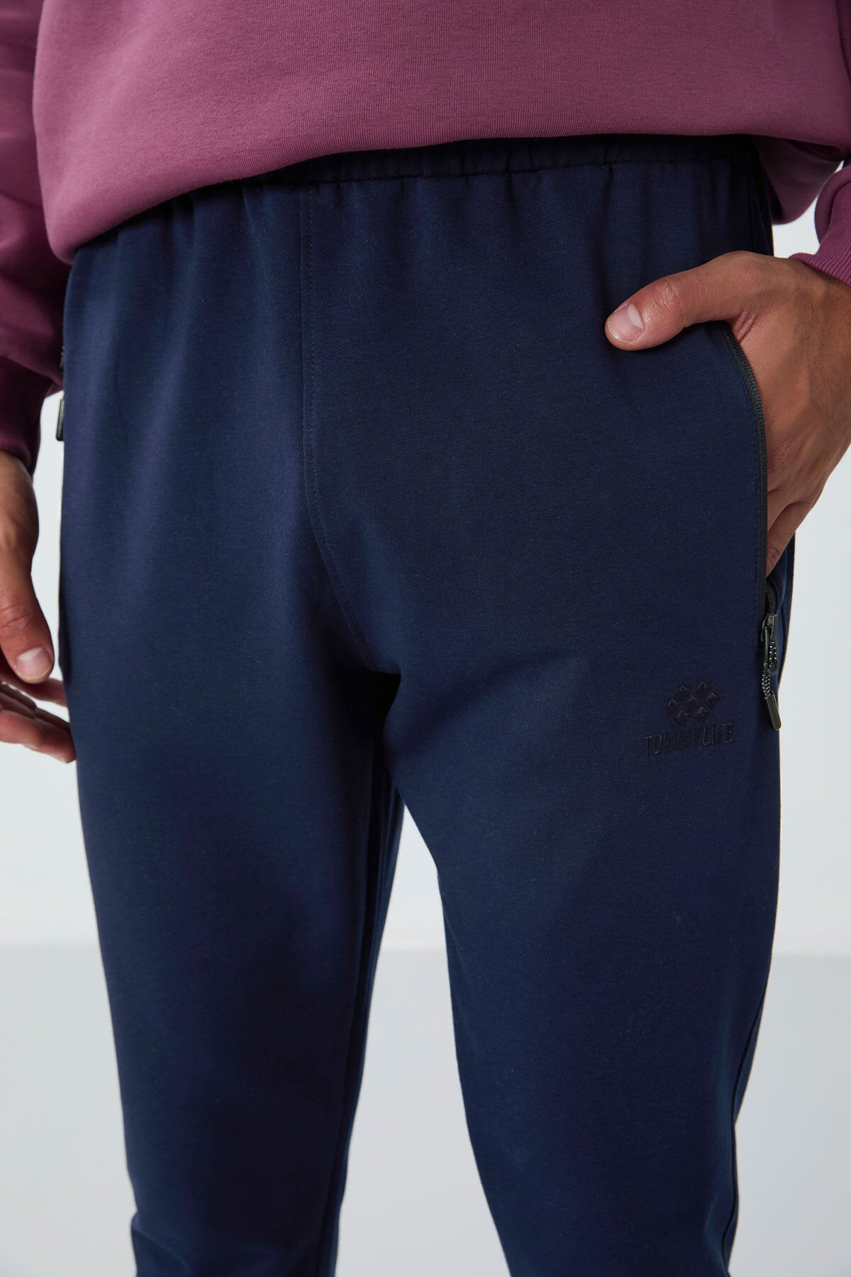 Image of İndigo Fermuar Cepli Standart Kalıp Jogger Erkek Eşofman Alt - 84651