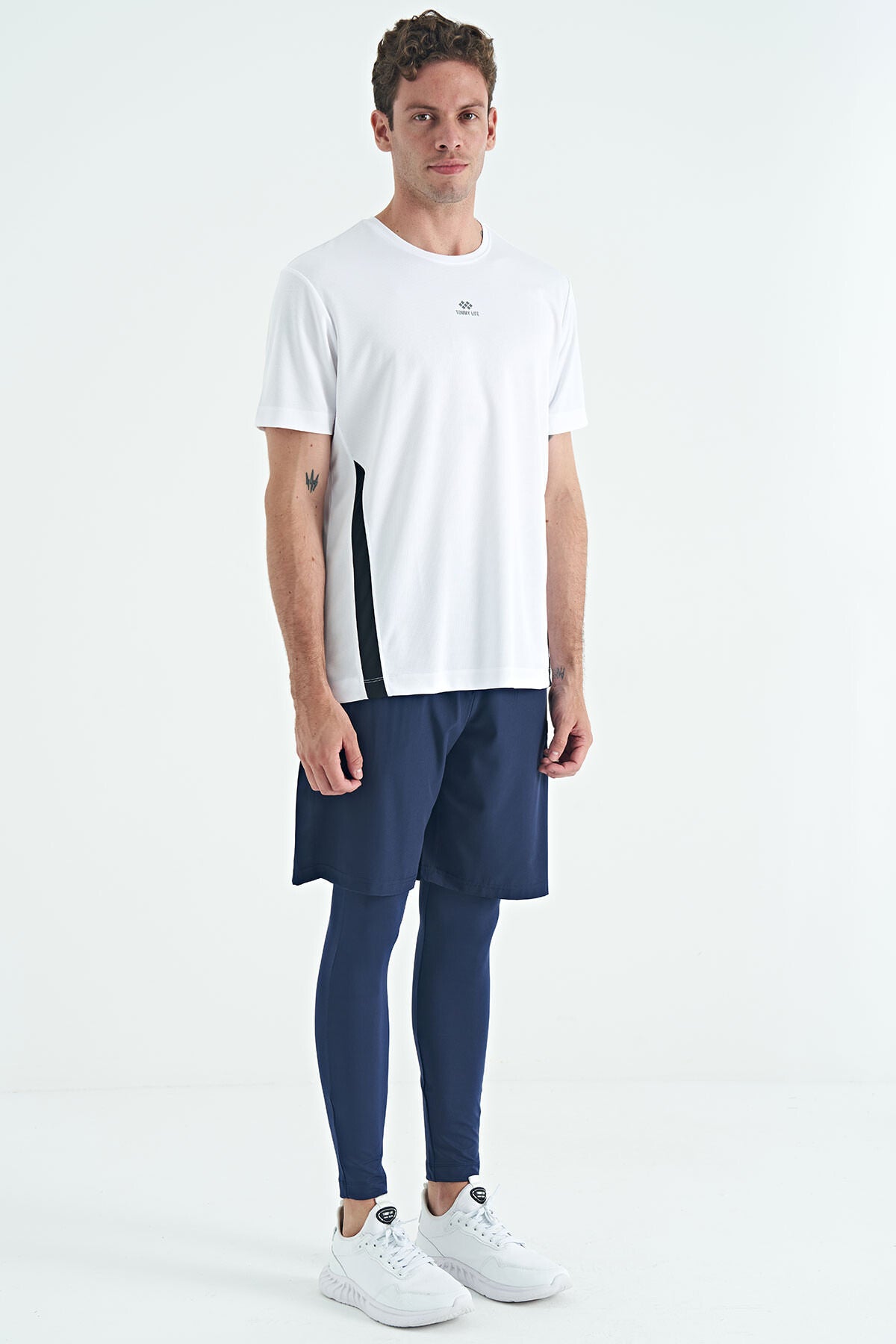 Image of İndigo Logo Baskılı Yüksek Bel Slim Fit Aktif Spor Erkek Tayt - 84989