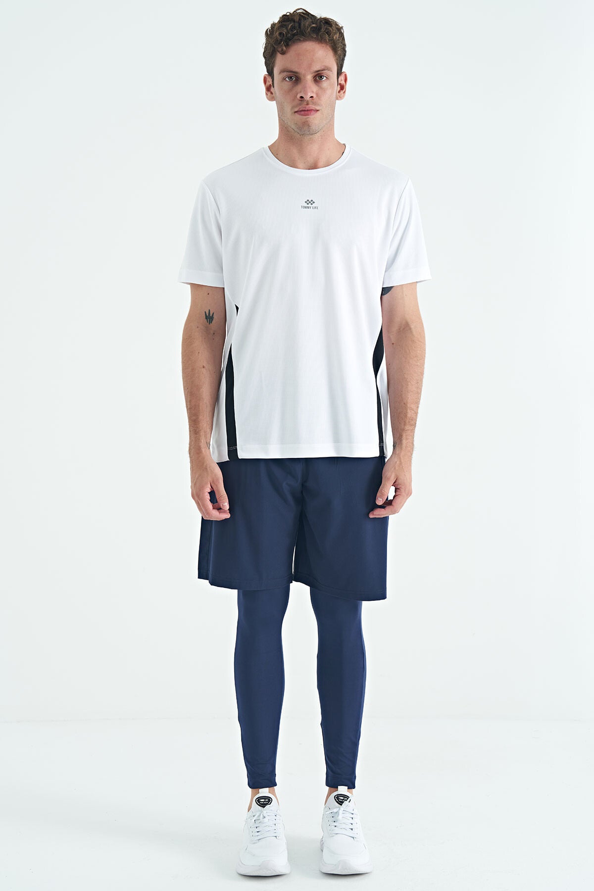 Image of İndigo Logo Baskılı Yüksek Bel Slim Fit Aktif Spor Erkek Tayt - 84989