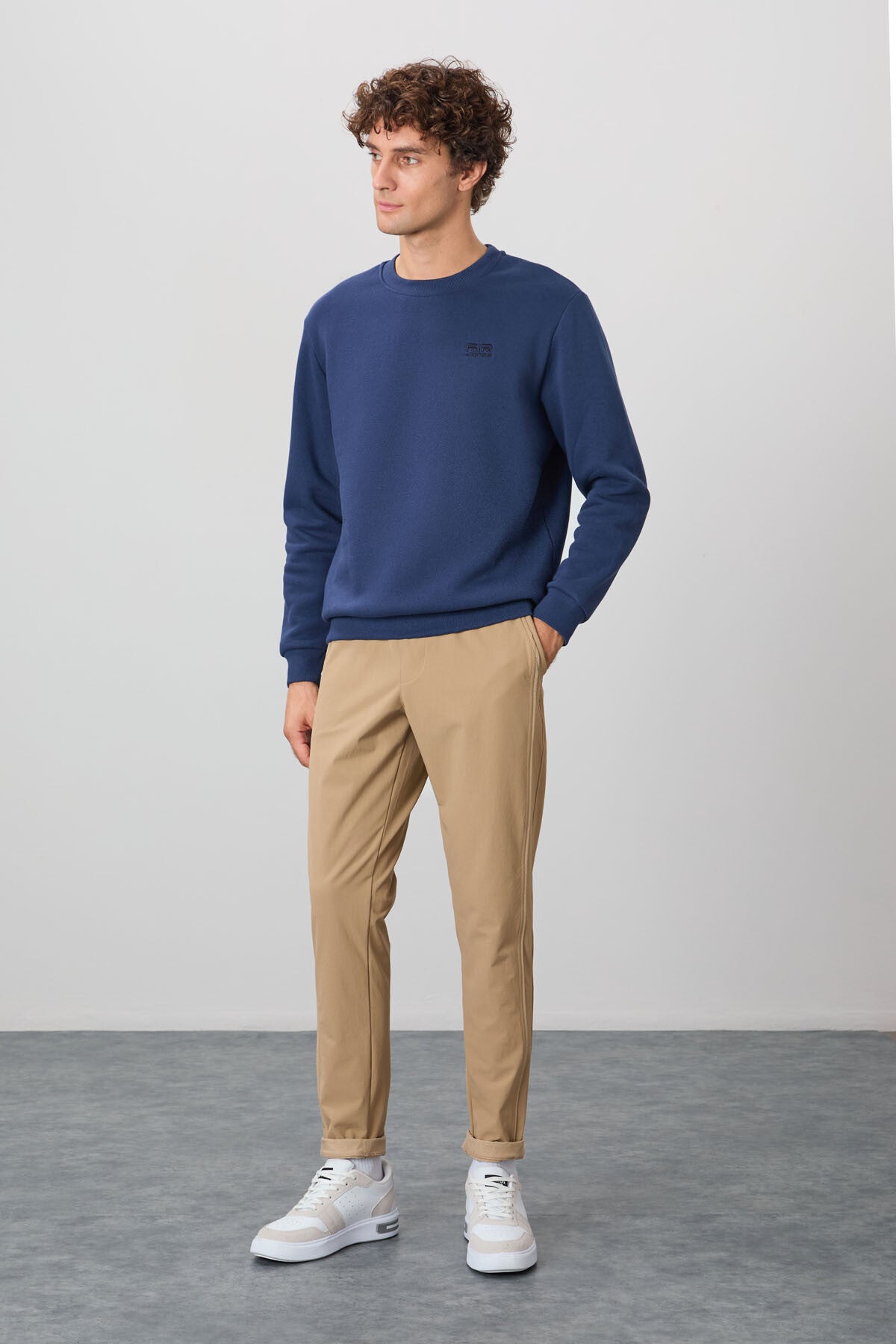 Image of Omar İndigo Şardonlu Erkek Sweatshirt - 88137