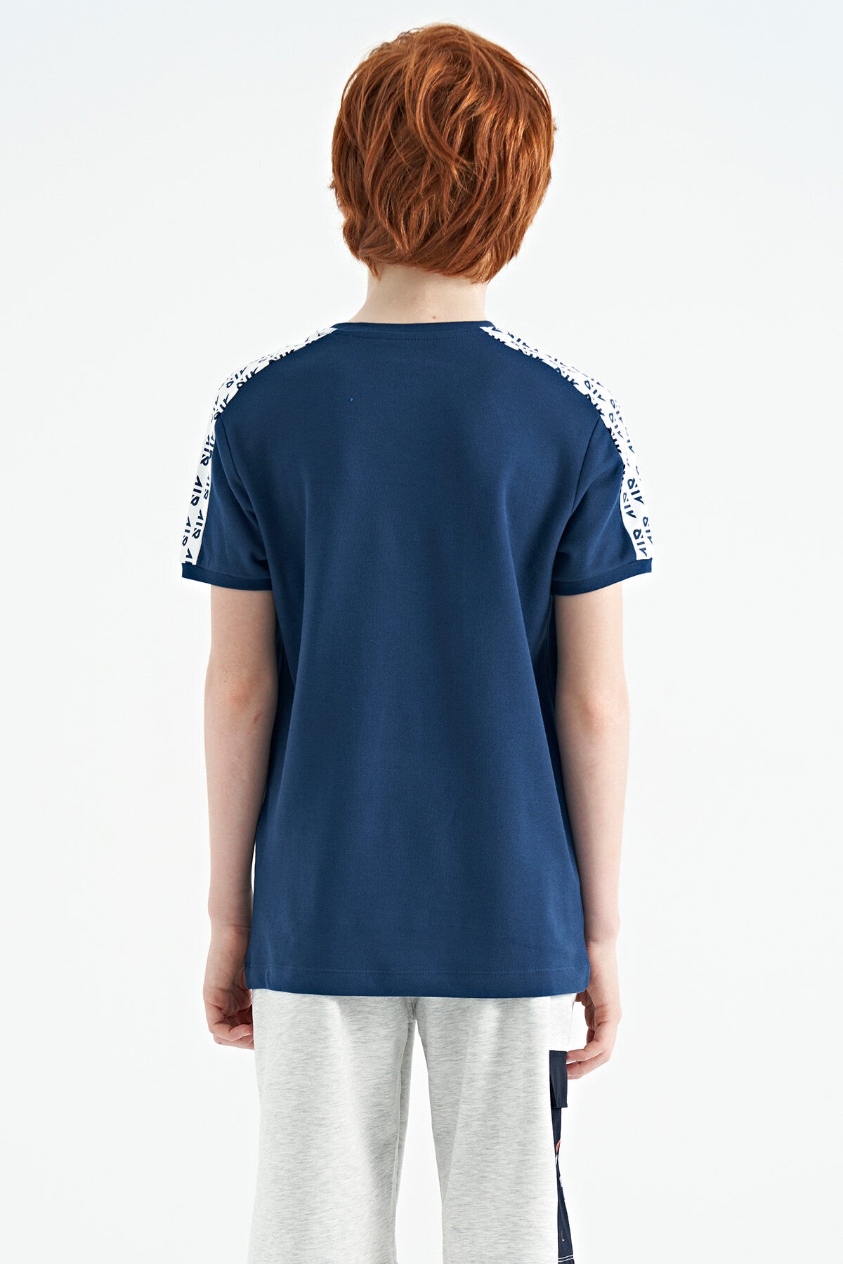 Image of İndigo Omuz Baskı Detaylı Standart Kalıp O Yaka Erkek Çocuk T-Shirt - 11121