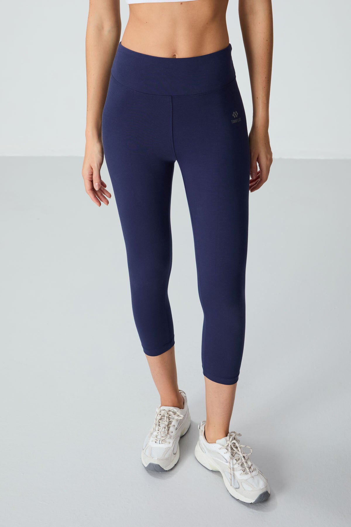 Image of İndigo Yüksek Bel Slim Fit Dar Paça Kadın Kapri Tayt - 93097