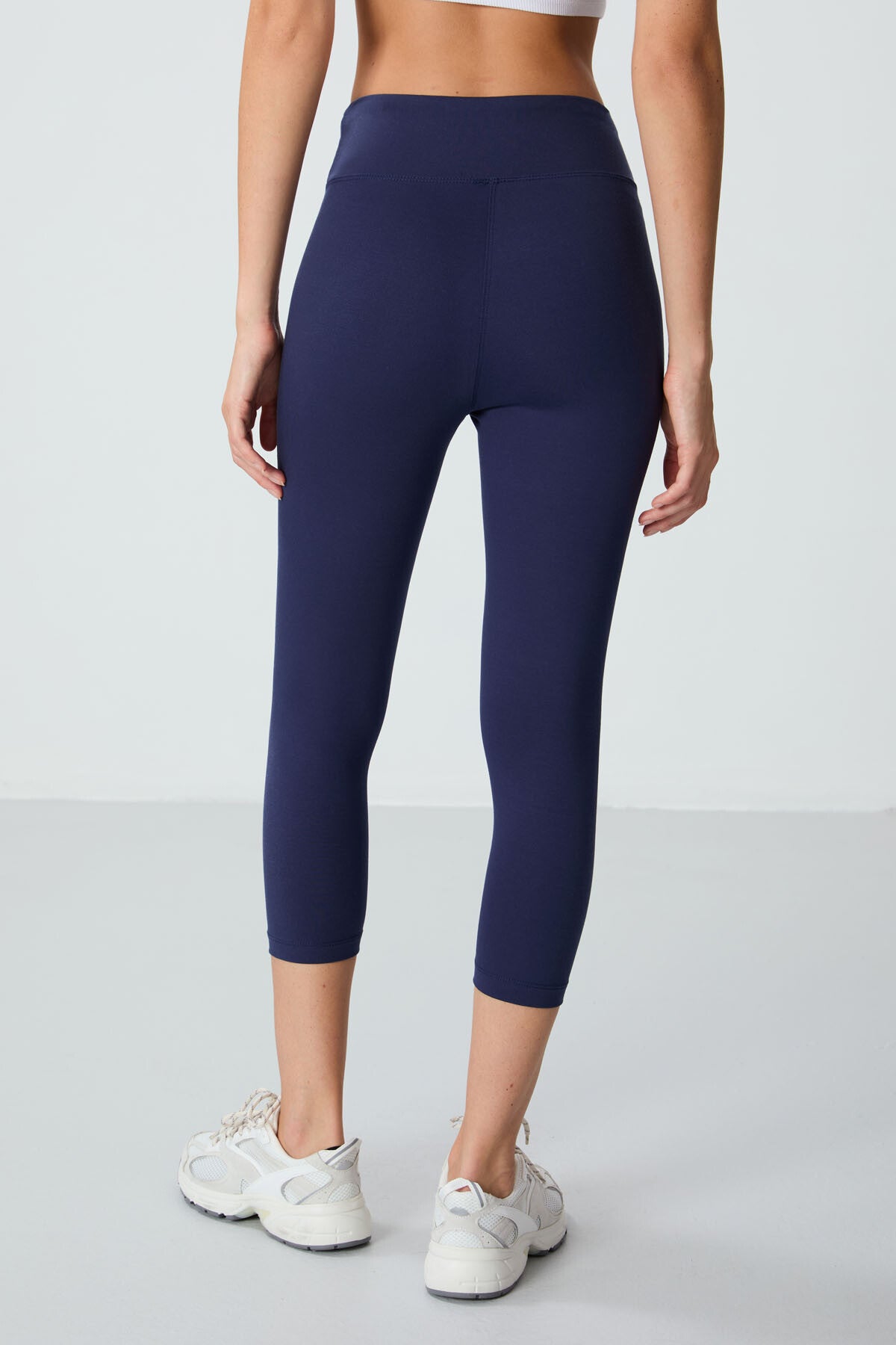 Image of İndigo Yüksek Bel Slim Fit Dar Paça Kadın Kapri Tayt - 93097