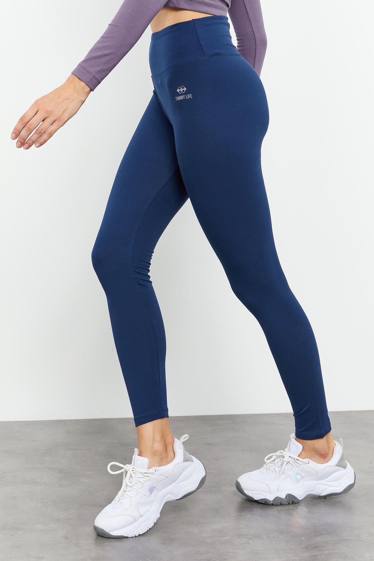 Image of İndigo Yüksek Bel Toparlayıcı Slim Fit Dar Paça Kadın Tayt - 94011