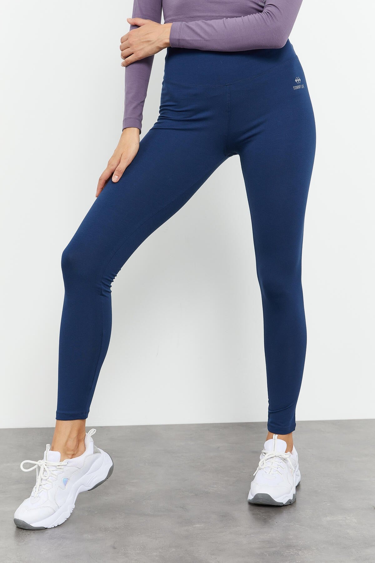 Image of İndigo Yüksek Bel Toparlayıcı Slim Fit Dar Paça Kadın Tayt - 94011