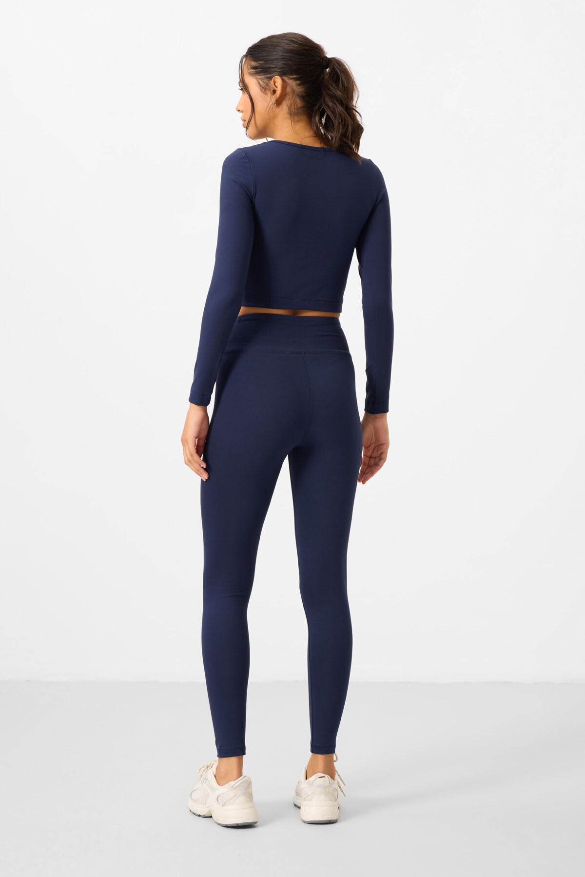 Image of İndigo Yüksek Bel Uzun Kollu Slim Fit Crop Top Kadın Tayt Takım - 95286