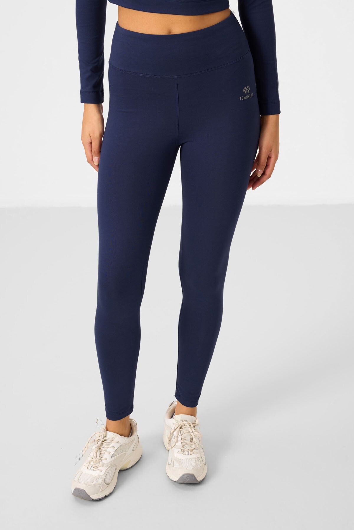 Image of İndigo Yüksek Bel Uzun Kollu Slim Fit Crop Top Kadın Tayt Takım - 95286