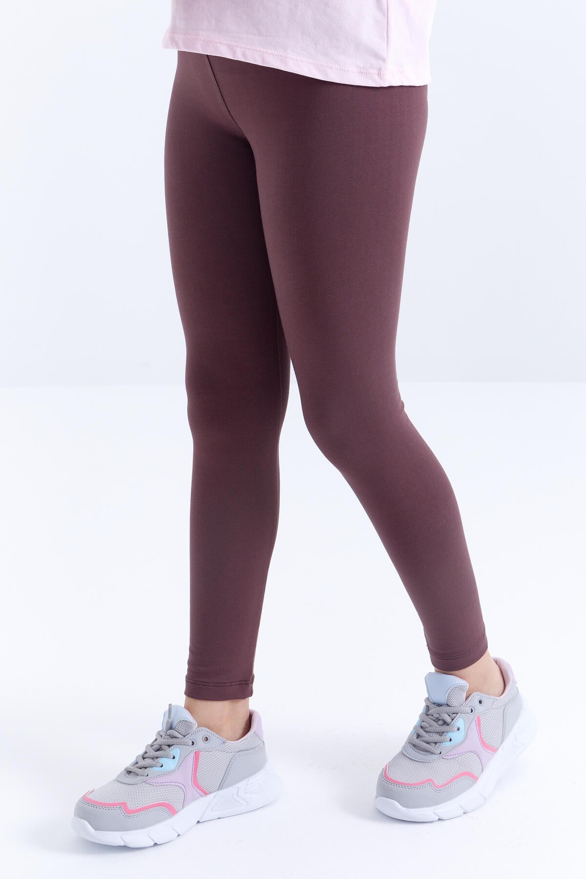 Image of Colanți maro cu talie înaltă, slim fit, pentru fete - 75047