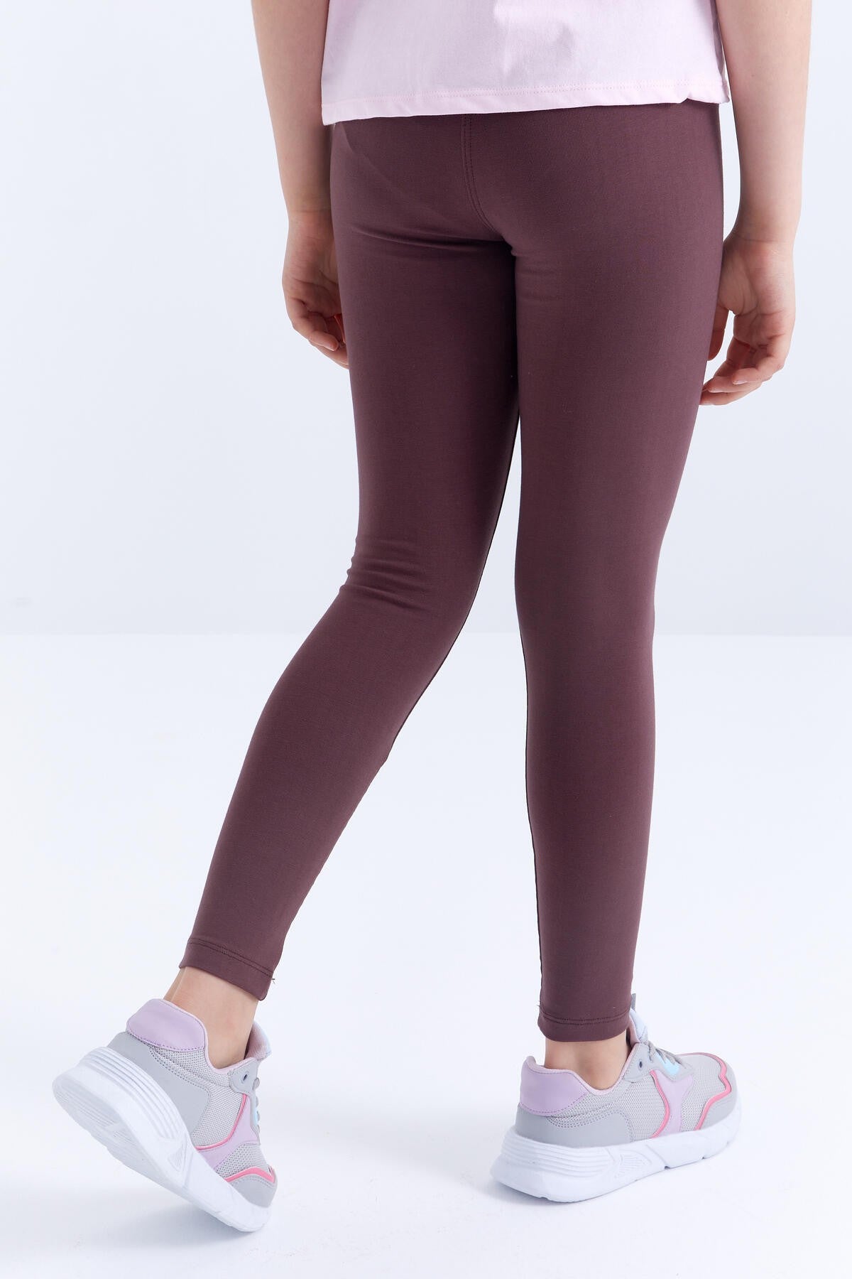 Image of Colanți maro cu talie înaltă, slim fit, pentru fete - 75047