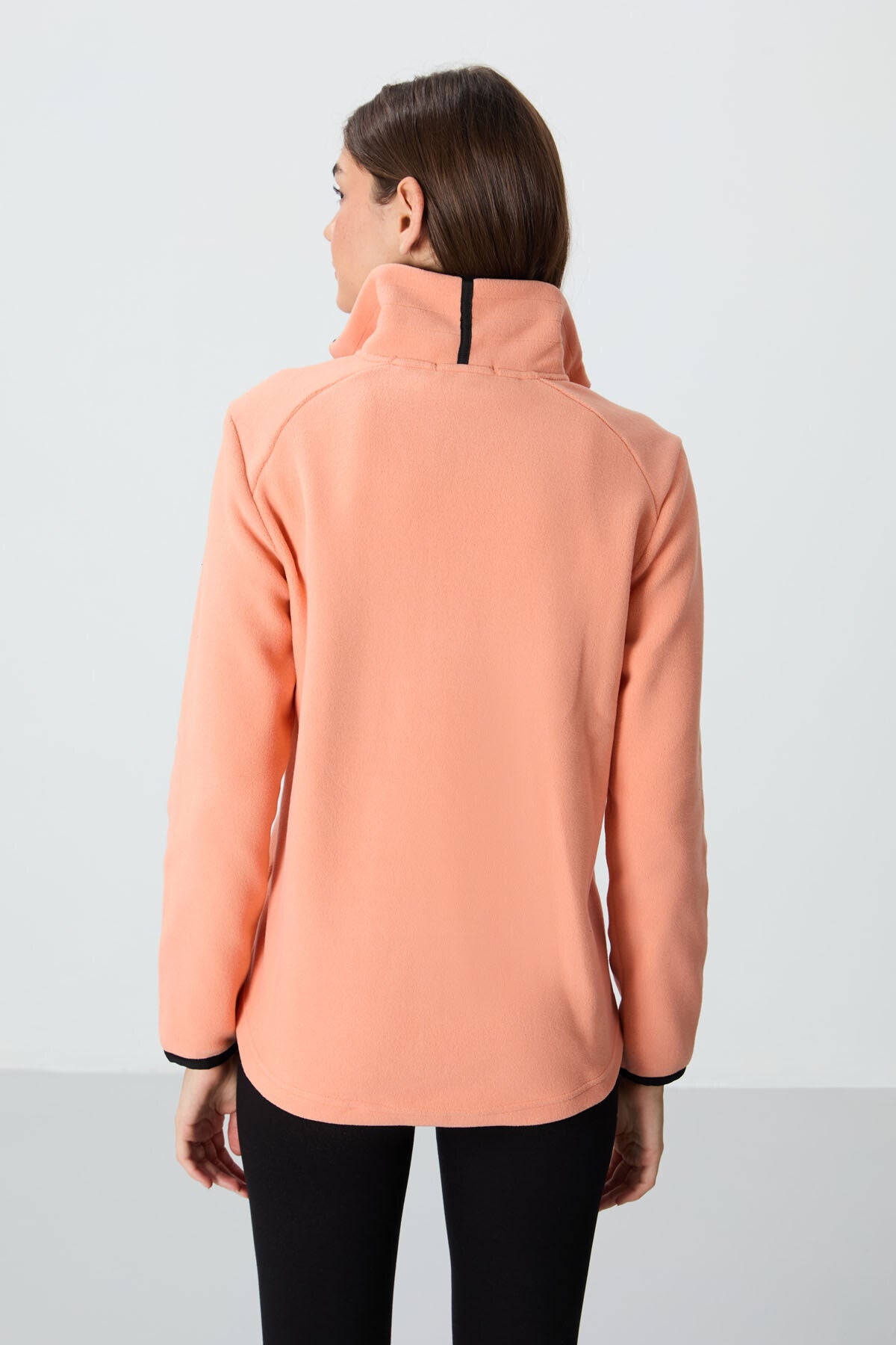 Image of Kavun İçi Dik Yaka Fermuarlı Rahat Form Kadın Polar Sweatshirt - 97173