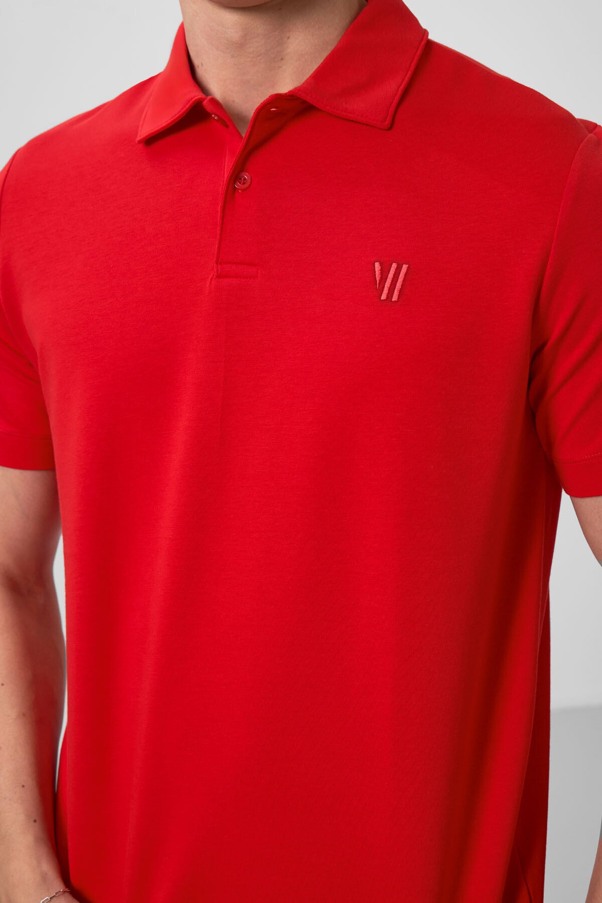 Image of Kırmızı Standart Kalıp Basic Polo Yaka Erkek T-Shirt - 87768