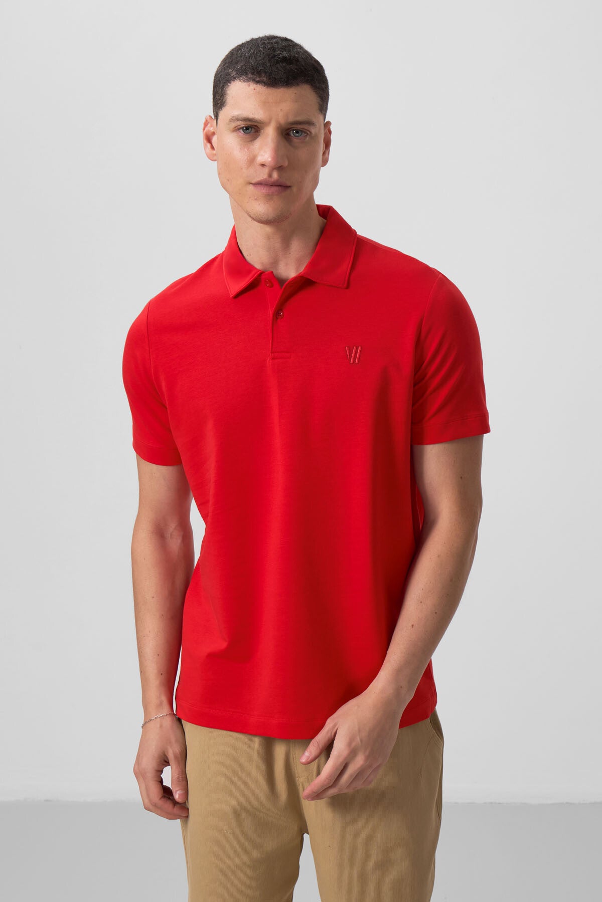 Image of Kırmızı Standart Kalıp Basic Polo Yaka Erkek T-Shirt - 87768