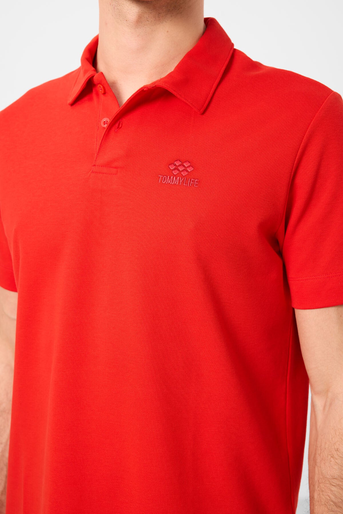 Image of Kırmızı Standart Kalıp Basic Polo Yaka Erkek T-Shirt - 87748
