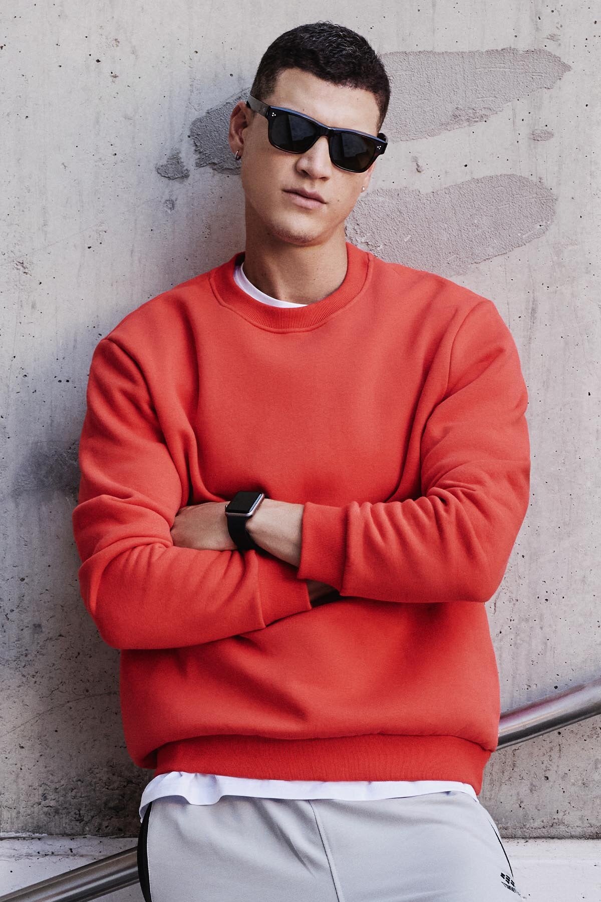 Image of Kırmızı Basic O Yaka Rahat Form Erkek Sweatshirt - 88053