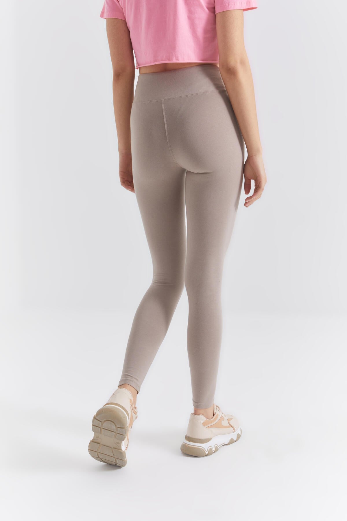 Image of Koyu Bej Yüksek Bel Toparlayıcı Slim Fit Dar Paça Kadın Tayt - 94011