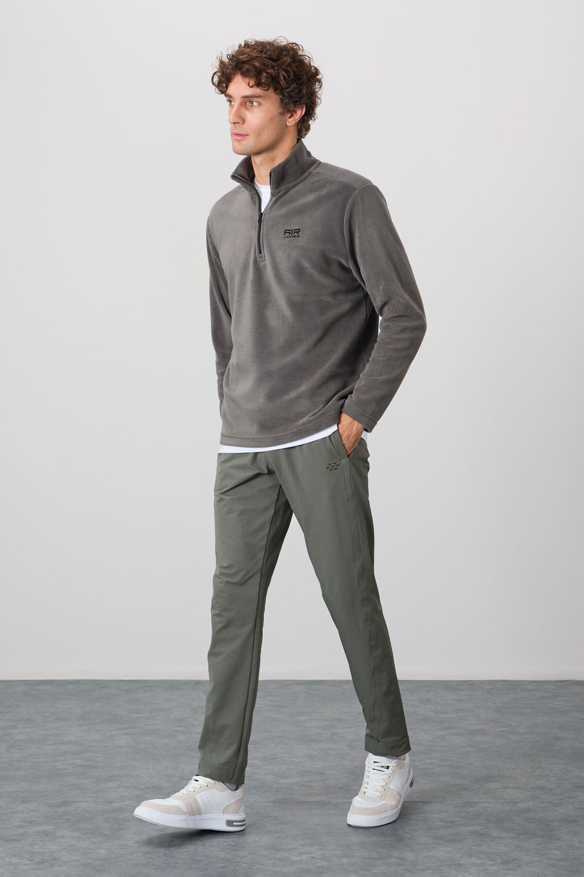 Image of River Koyu Gri Dik Yaka Erkek Polar Sweatshirt - 88310