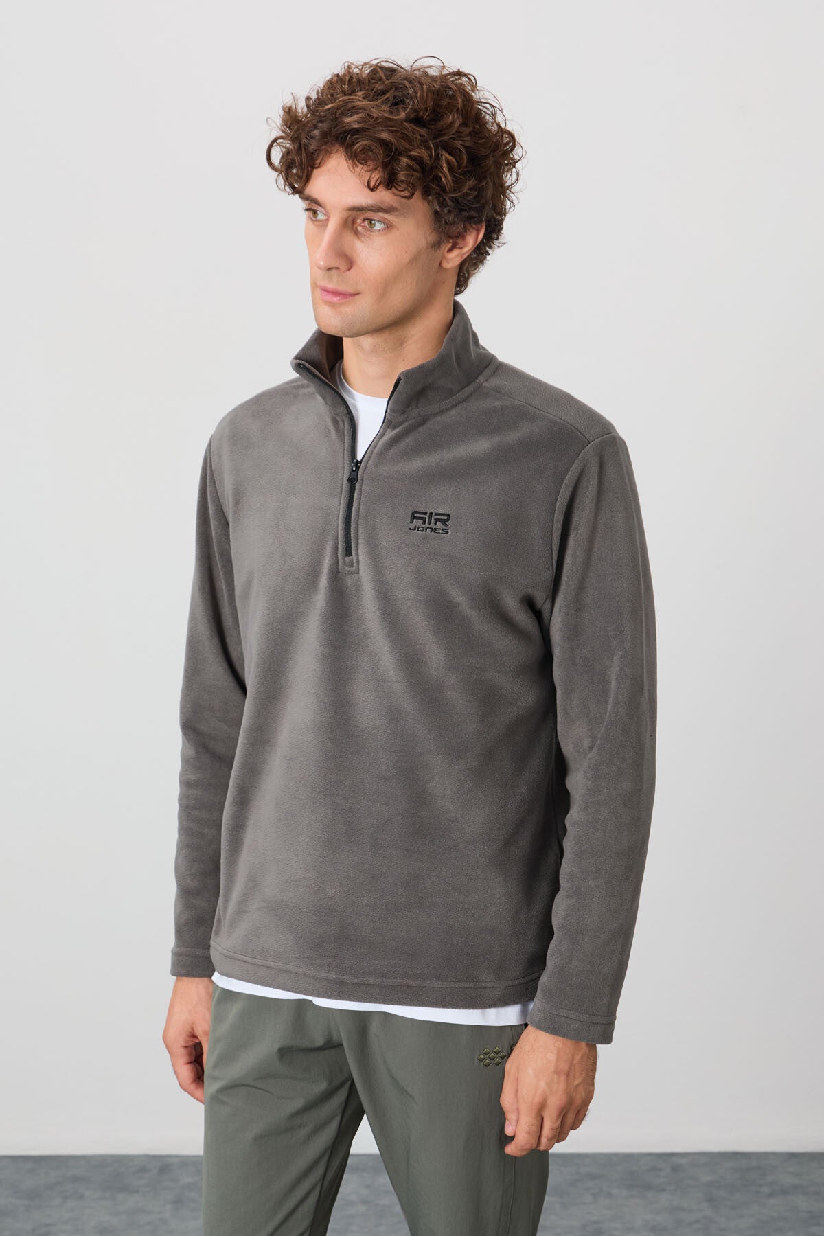Image of River Koyu Gri Dik Yaka Erkek Polar Sweatshirt - 88310