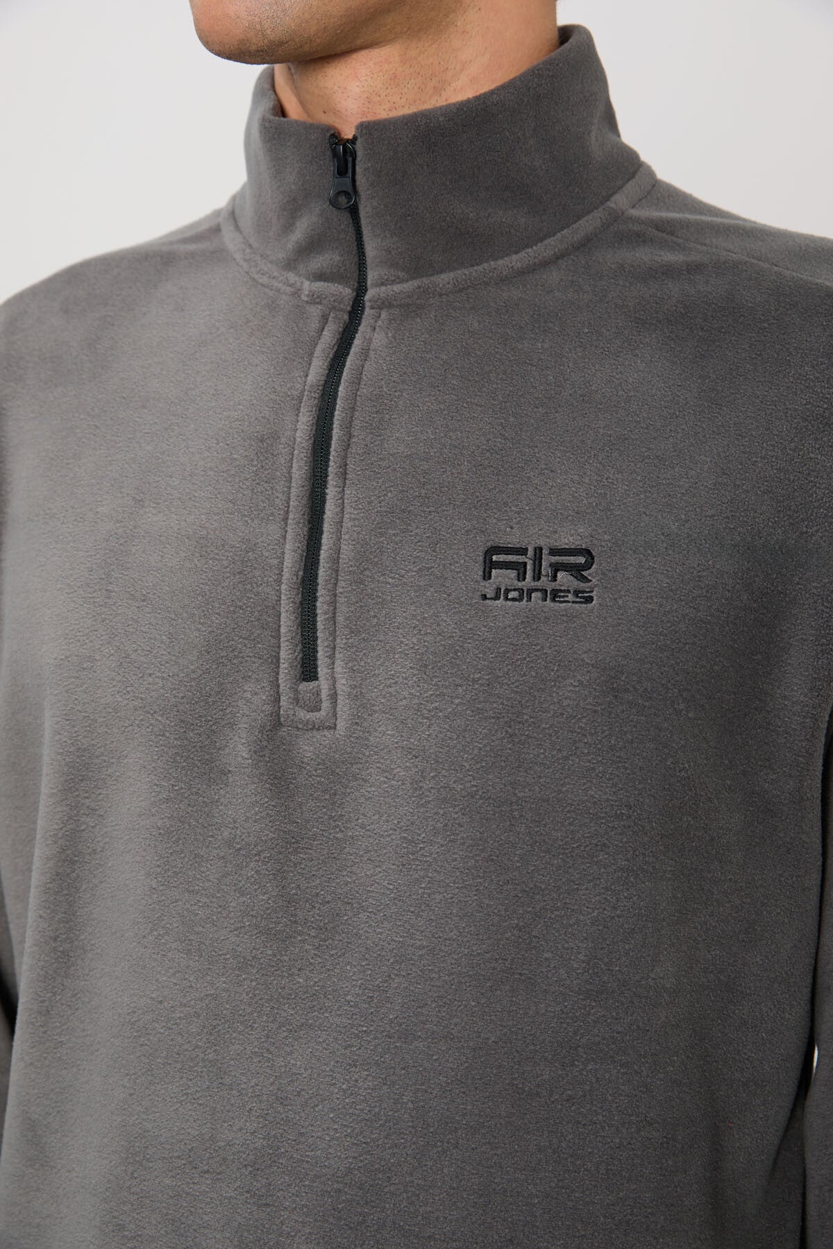 Image of River Koyu Gri Dik Yaka Erkek Polar Sweatshirt - 88310