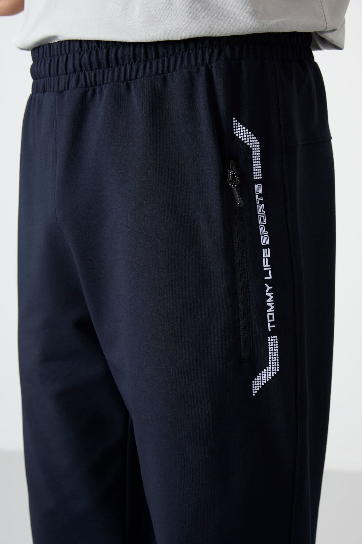 Image of Pantaloni Capri bărbătești, bleumarin și alb, cu fermoar, croială standard, model clasic - 83091
