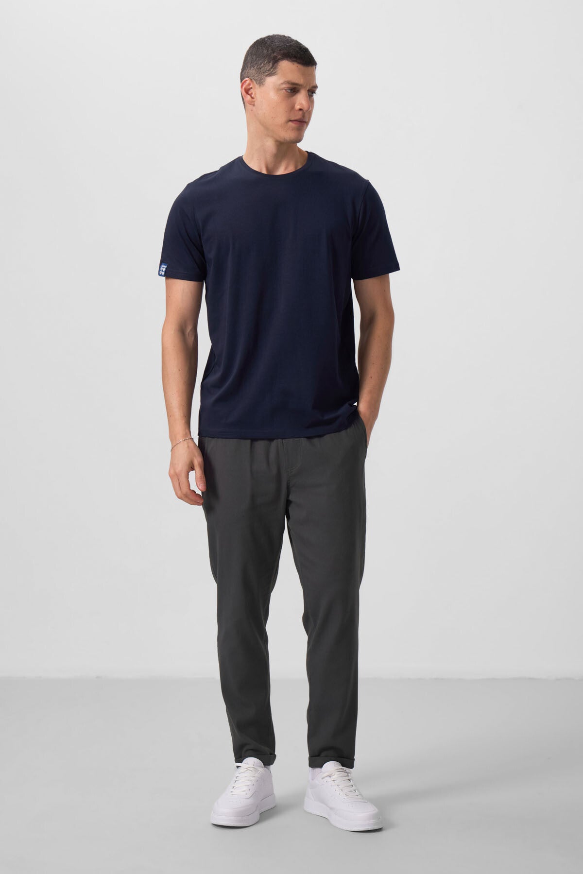 Image of Lacivert Erkek Basic Kısa Kol Standart Kalıp O Yaka T-shirt - 87911
