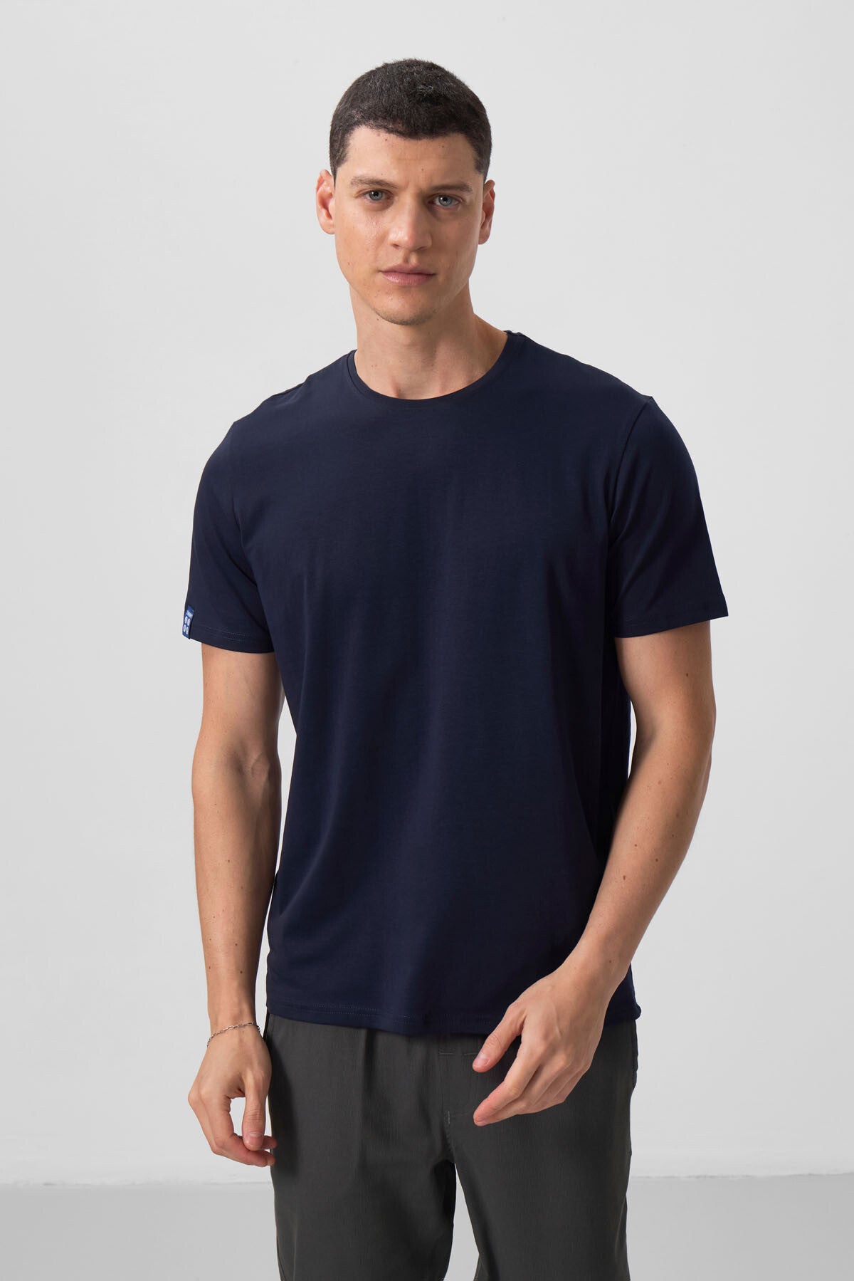 Image of Lacivert Erkek Basic Kısa Kol Standart Kalıp O Yaka T-shirt - 87911