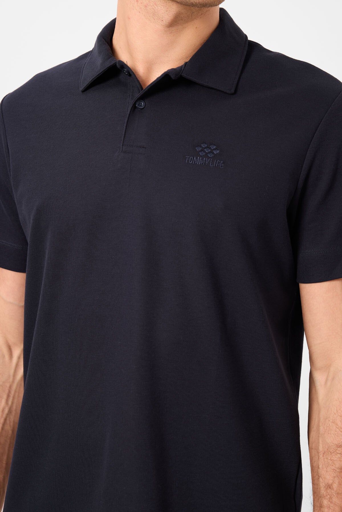 Image of Lacivert Standart Kalıp Basic Polo Yaka Erkek T-Shirt - 87748