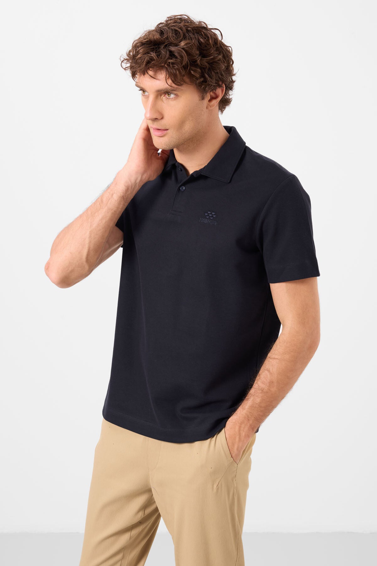 Image of Lacivert Standart Kalıp Basic Polo Yaka Erkek T-Shirt - 87748