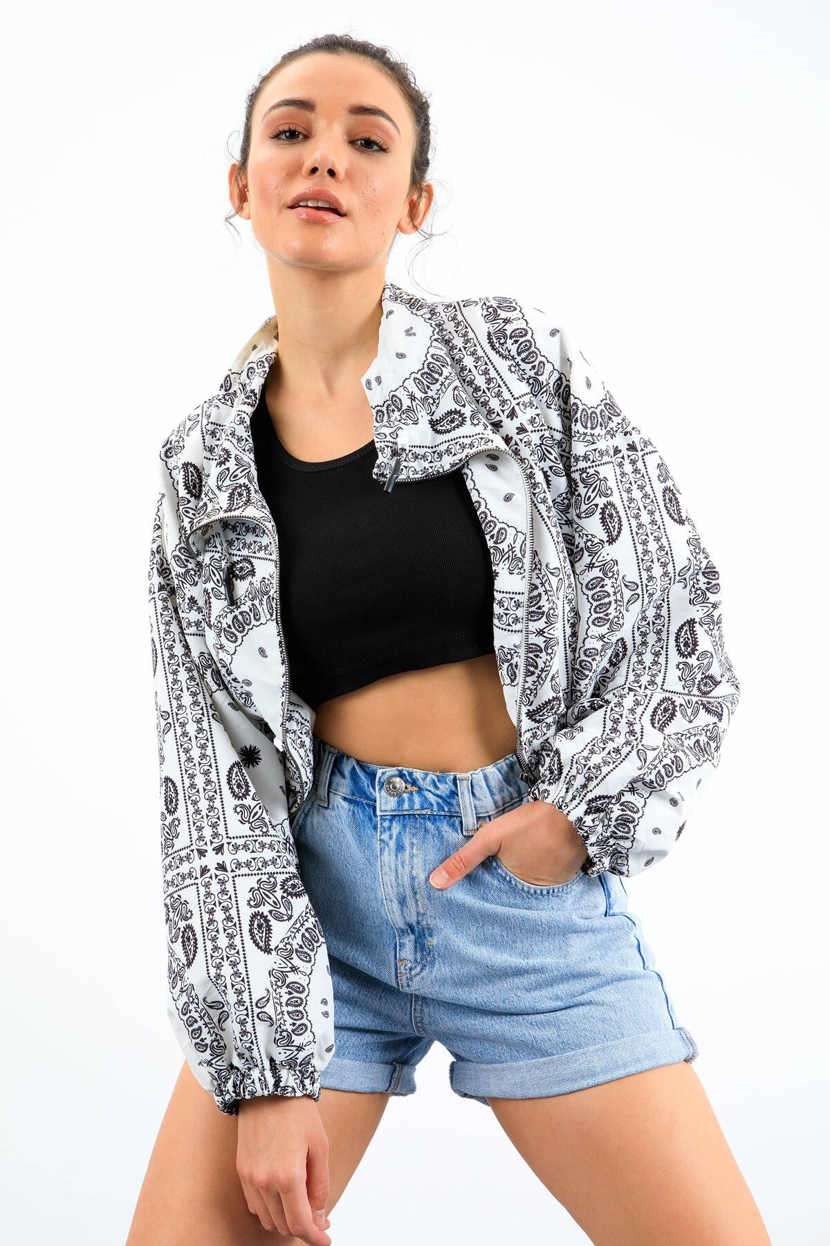 Image of Lacivert Basic Sıfır Kol Dar Kalıp U Yaka Kadın Crop Top Atlet - 97162