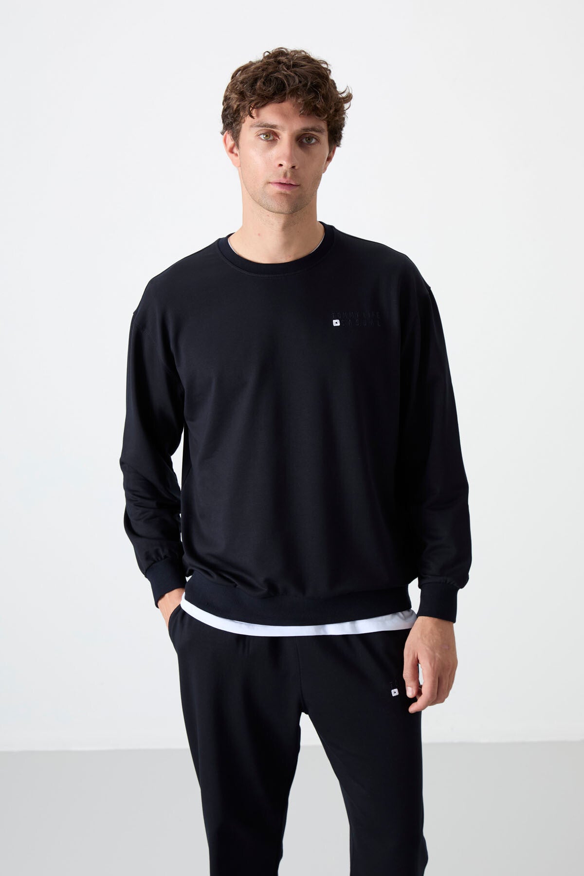 Image of Lacivert Casual O Yaka Jogger Erkek Oversize Eşofman Takımı - 85120