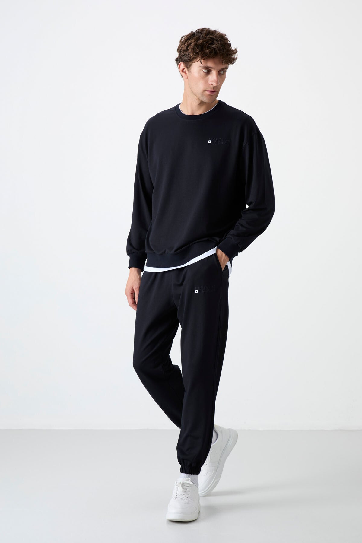 Image of Lacivert Casual O Yaka Jogger Erkek Oversize Eşofman Takımı - 85120