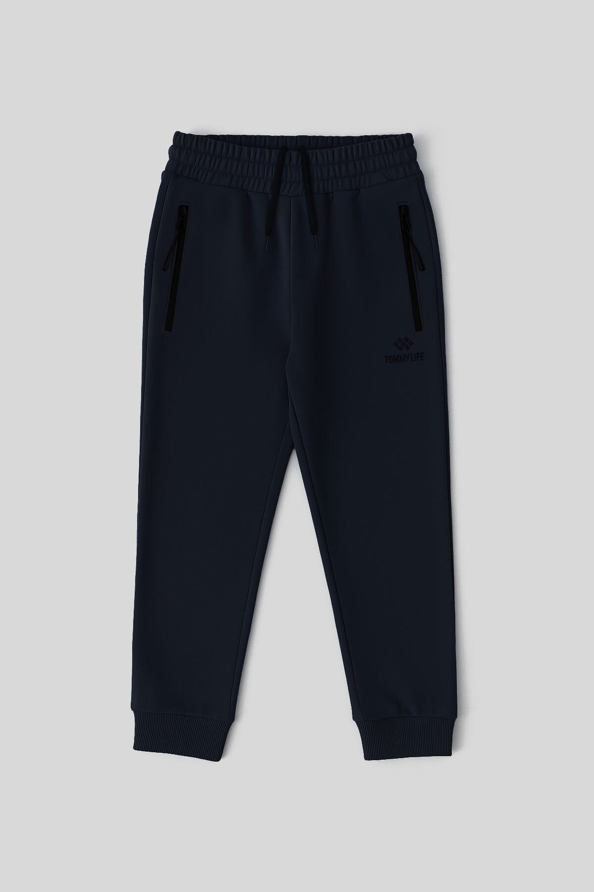 Image of Pantaloni de trening bleumarin cu fermoar, croială standard, slim, pentru băieți - 64042