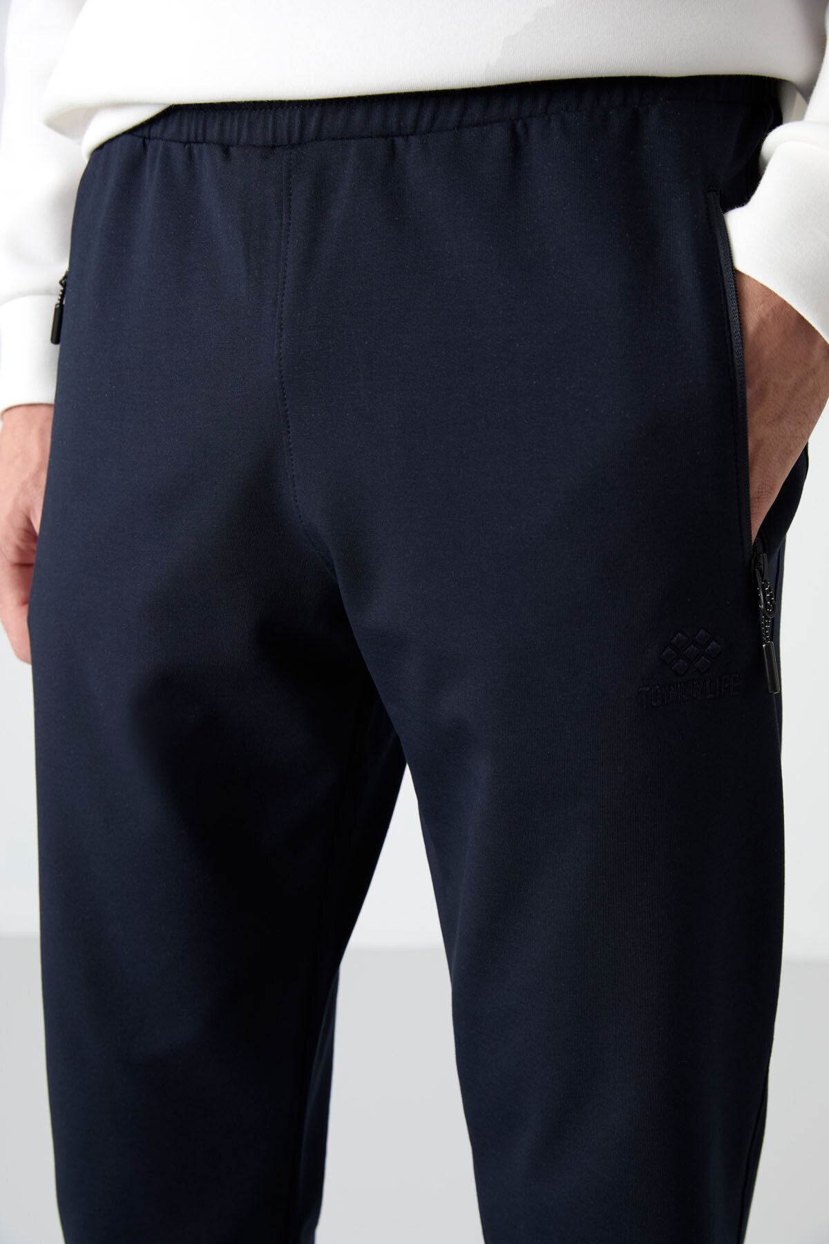 Image of Lacivert Fermuar Cepli Standart Kalıp Jogger Erkek Eşofman Alt - 84587