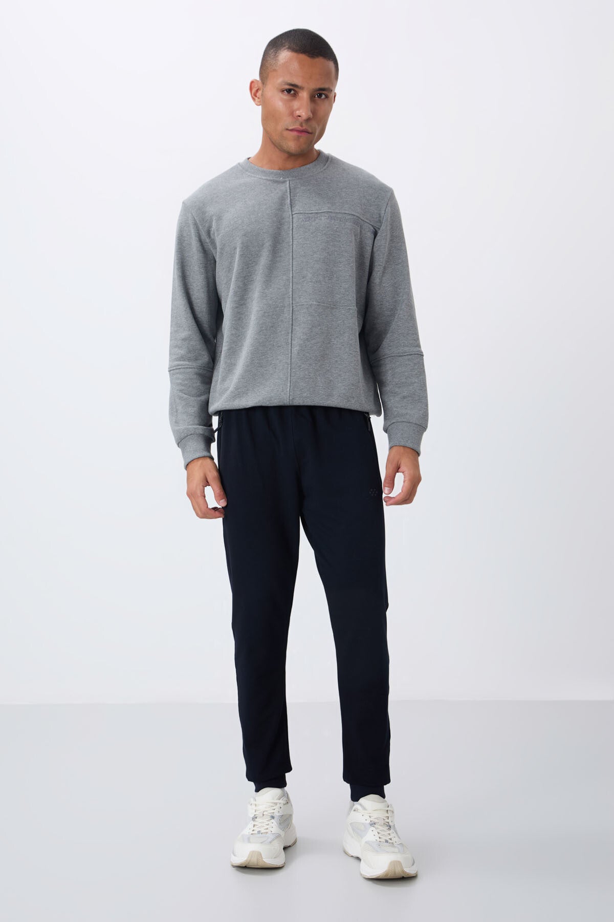 Image of Lacivert Fermuar Cepli Standart Kalıp Jogger Erkek Eşofman Alt - 84651