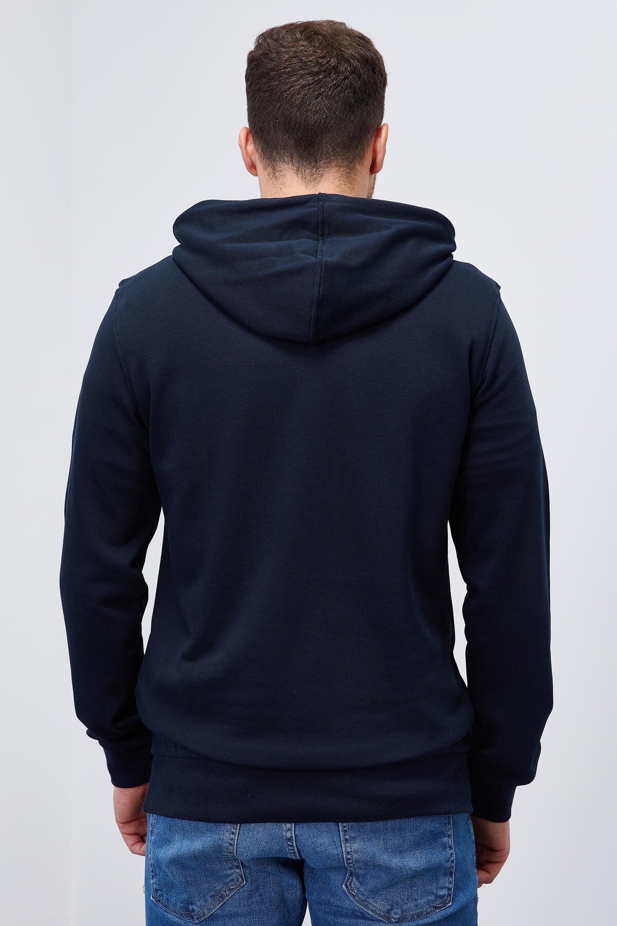 Image of Lacivert Kanguru Cep Standart Kalıp Kapüşonlu Erkek Sweatshirt - 87872