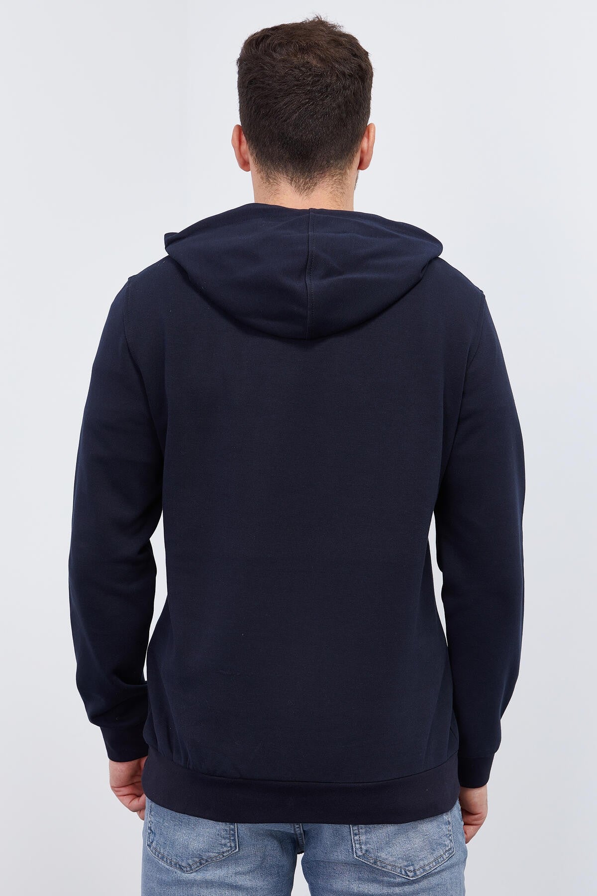 Image of Lacivert Kanguru Cep Standart Kalıp Kapüşonlu Erkek Sweatshirt - 87883