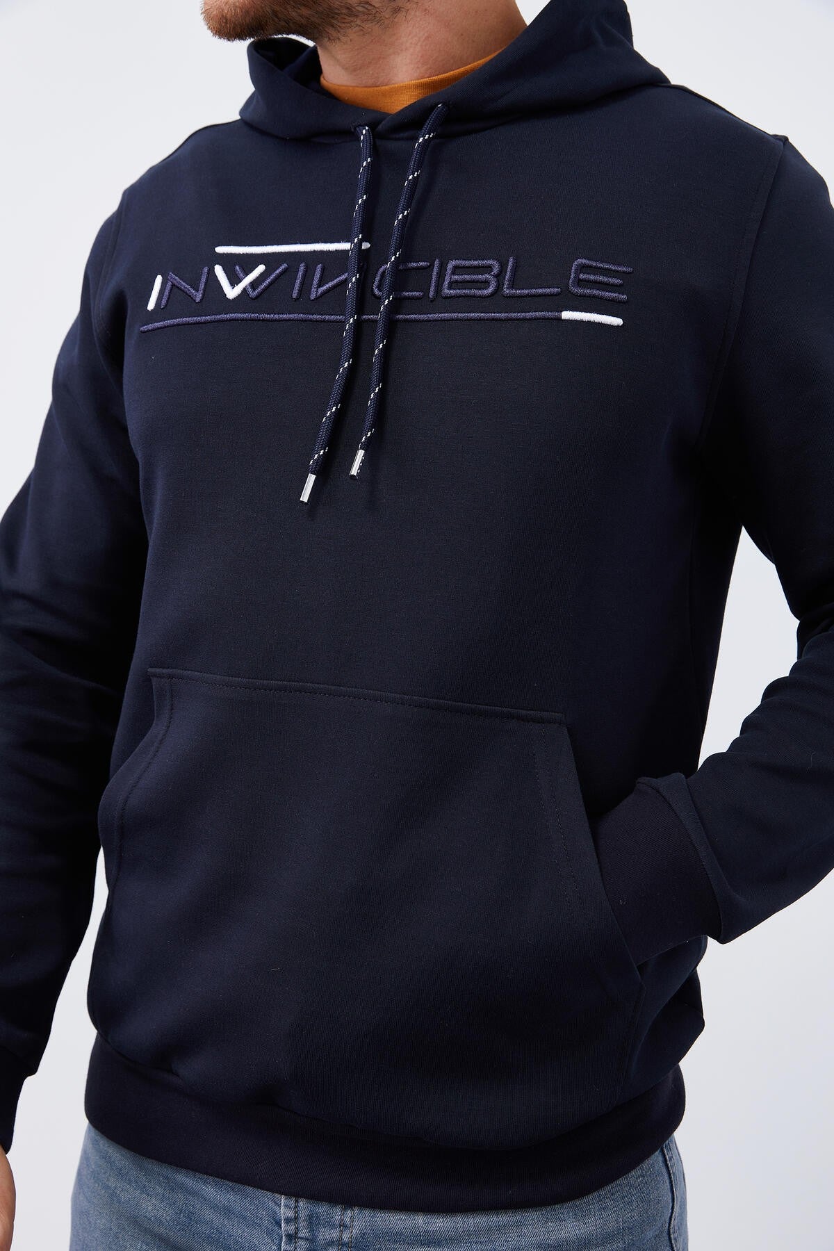 Image of Lacivert Kanguru Cep Standart Kalıp Kapüşonlu Erkek Sweatshirt - 87883