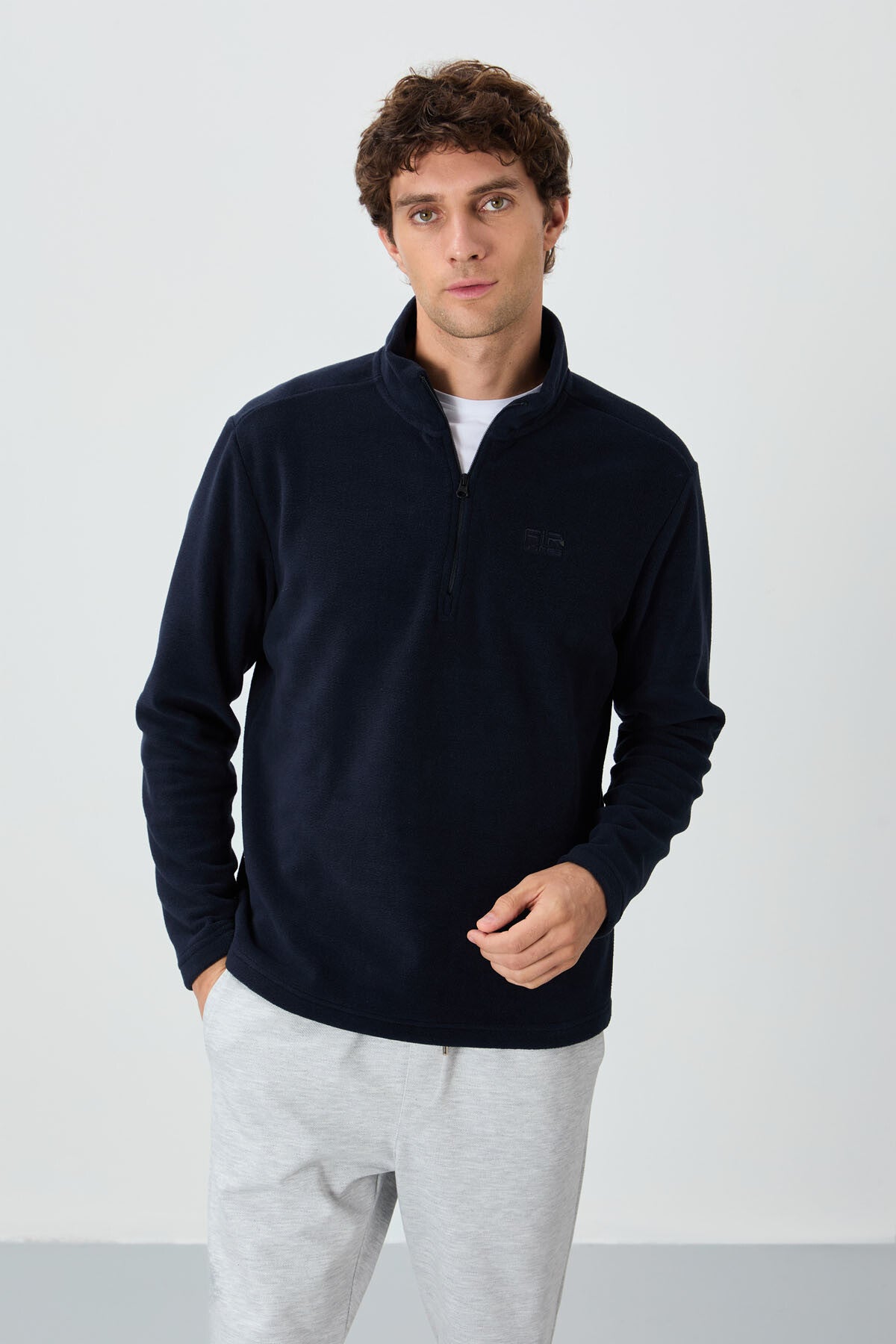 Image of River Lacivert Dik Yaka Erkek Polar Sweatshirt - 88310