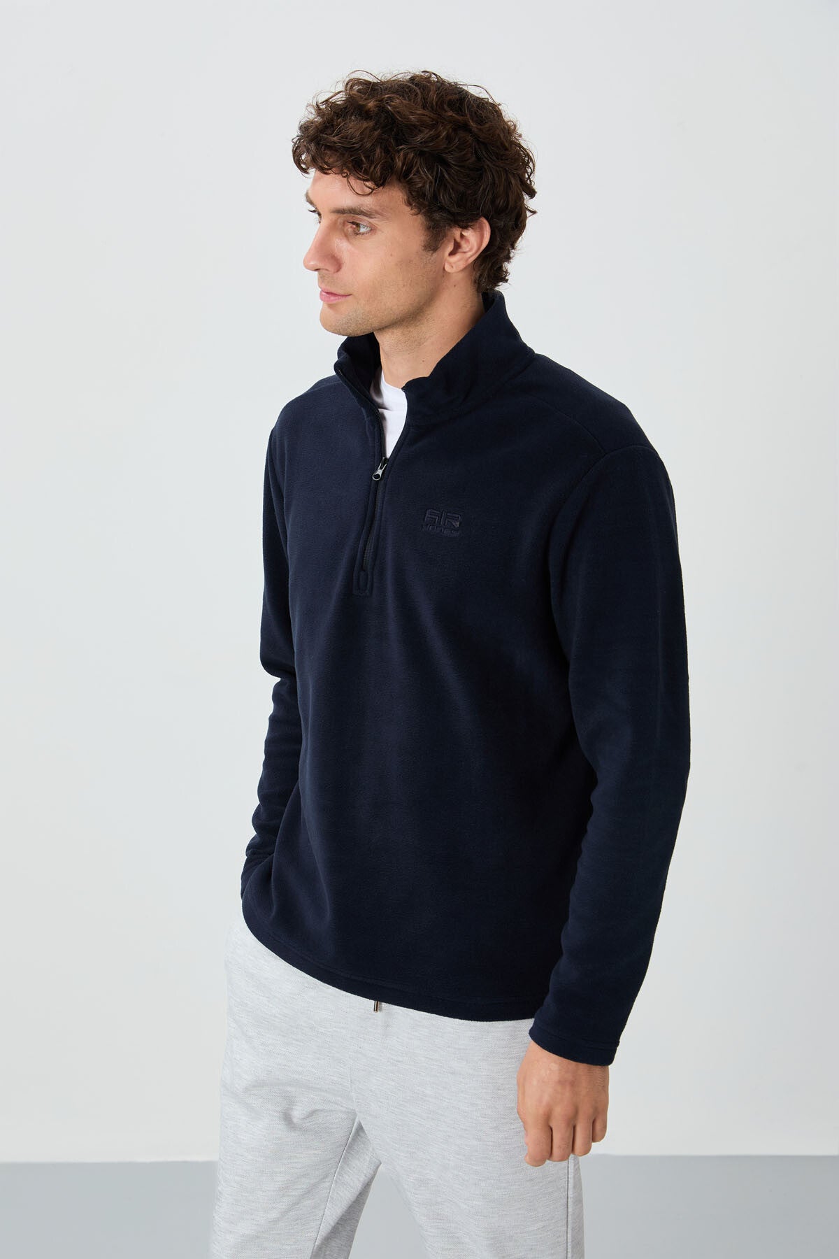 Image of River Lacivert Dik Yaka Erkek Polar Sweatshirt - 88310