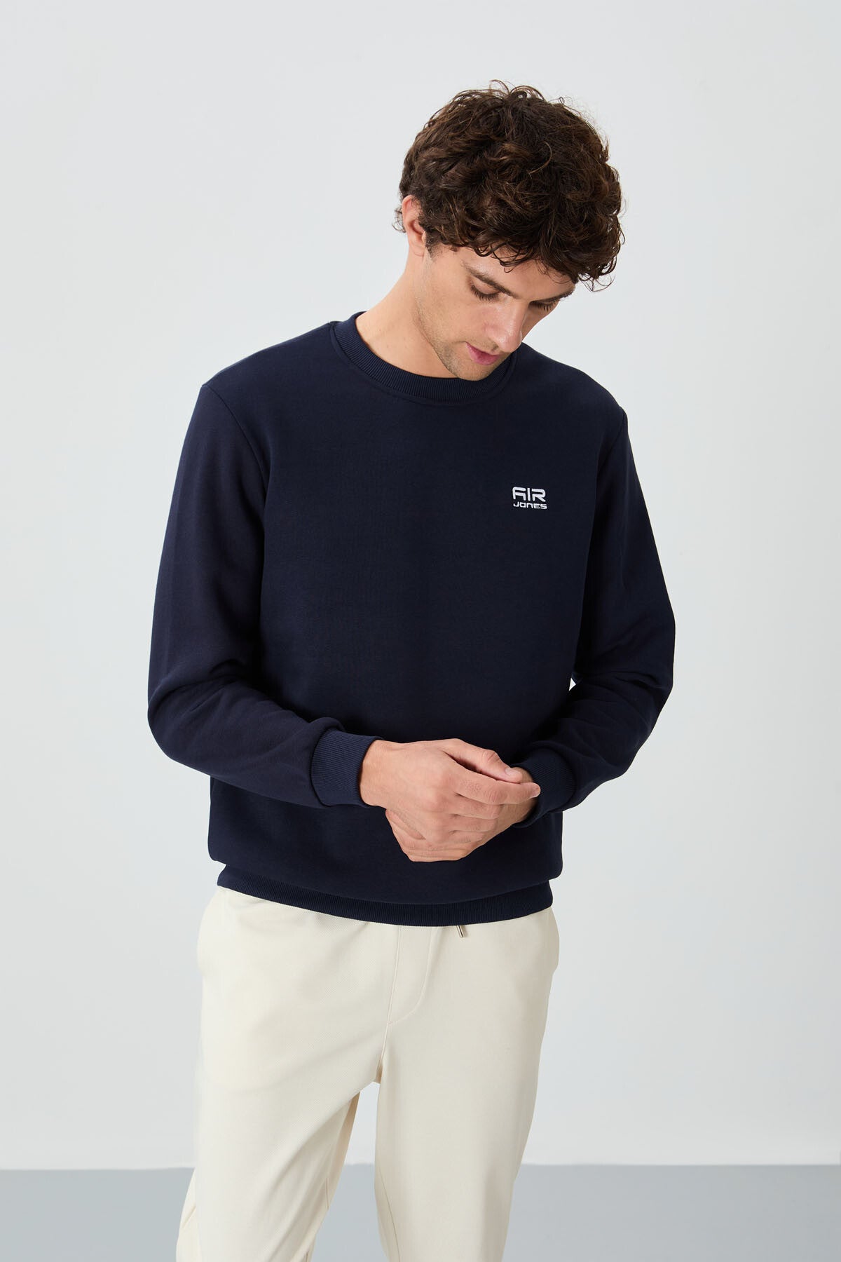 Image of Omar Lacivert Şardonlu Erkek Sweatshirt - 88137