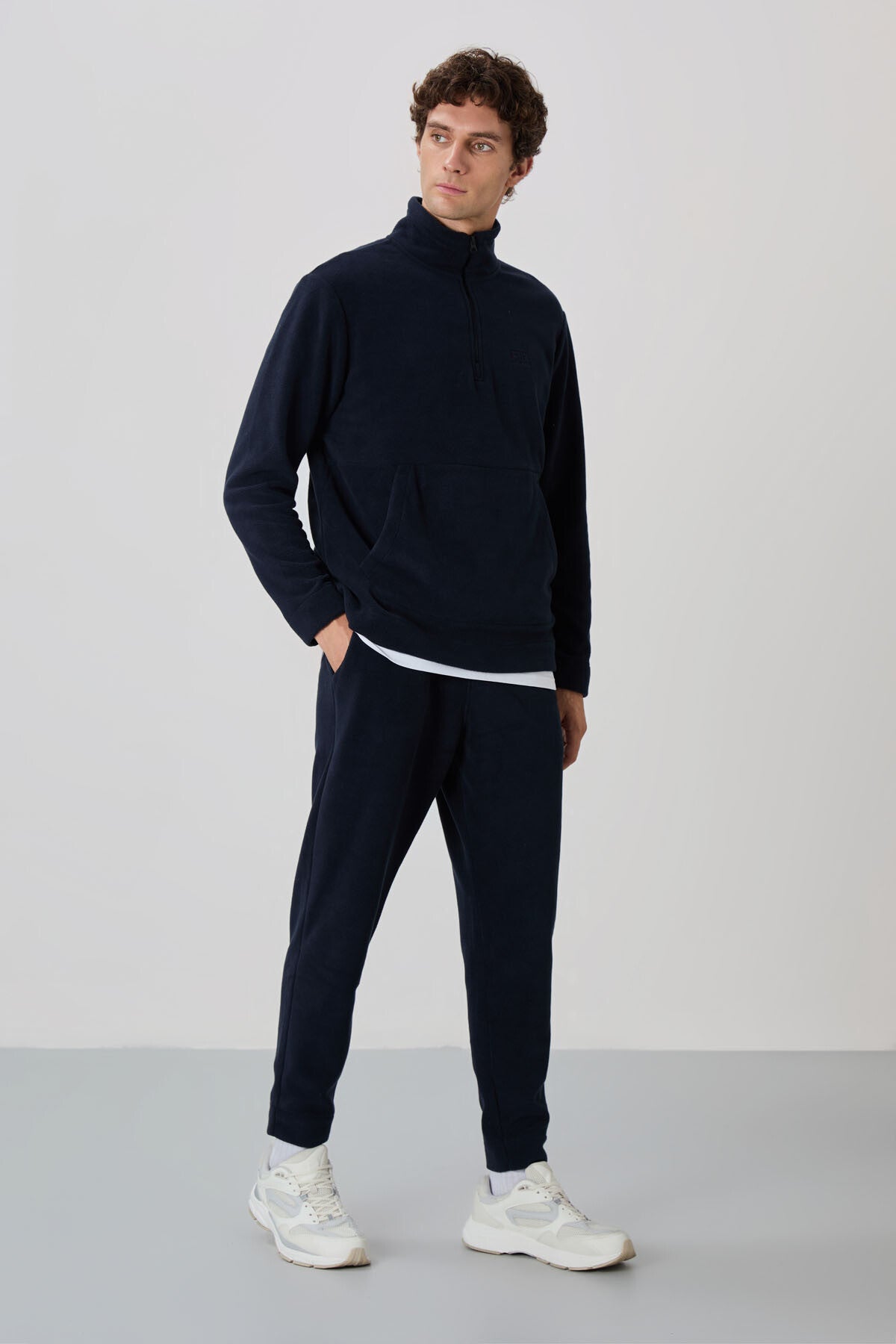 Image of Set trening Carol bleumarin din fleece pentru bărbați - 85226